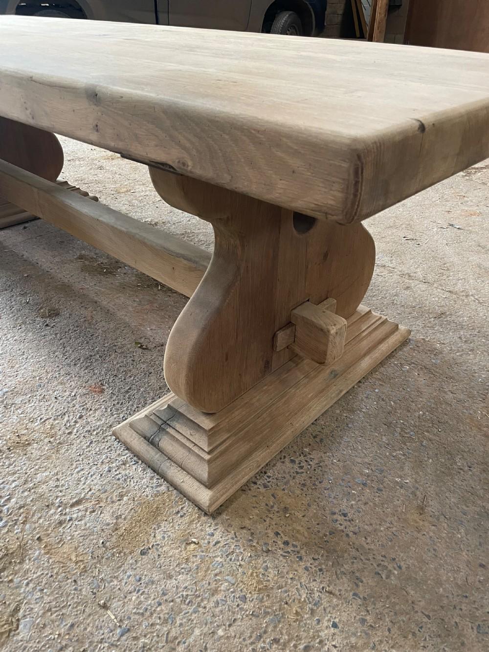 Scrubbed oak refectory table / farmhouse table  For Sale 2