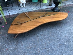 Scrumptious Pearsall style Sculptural Walnut 2 Tier Coffee Table Kidney Shaped