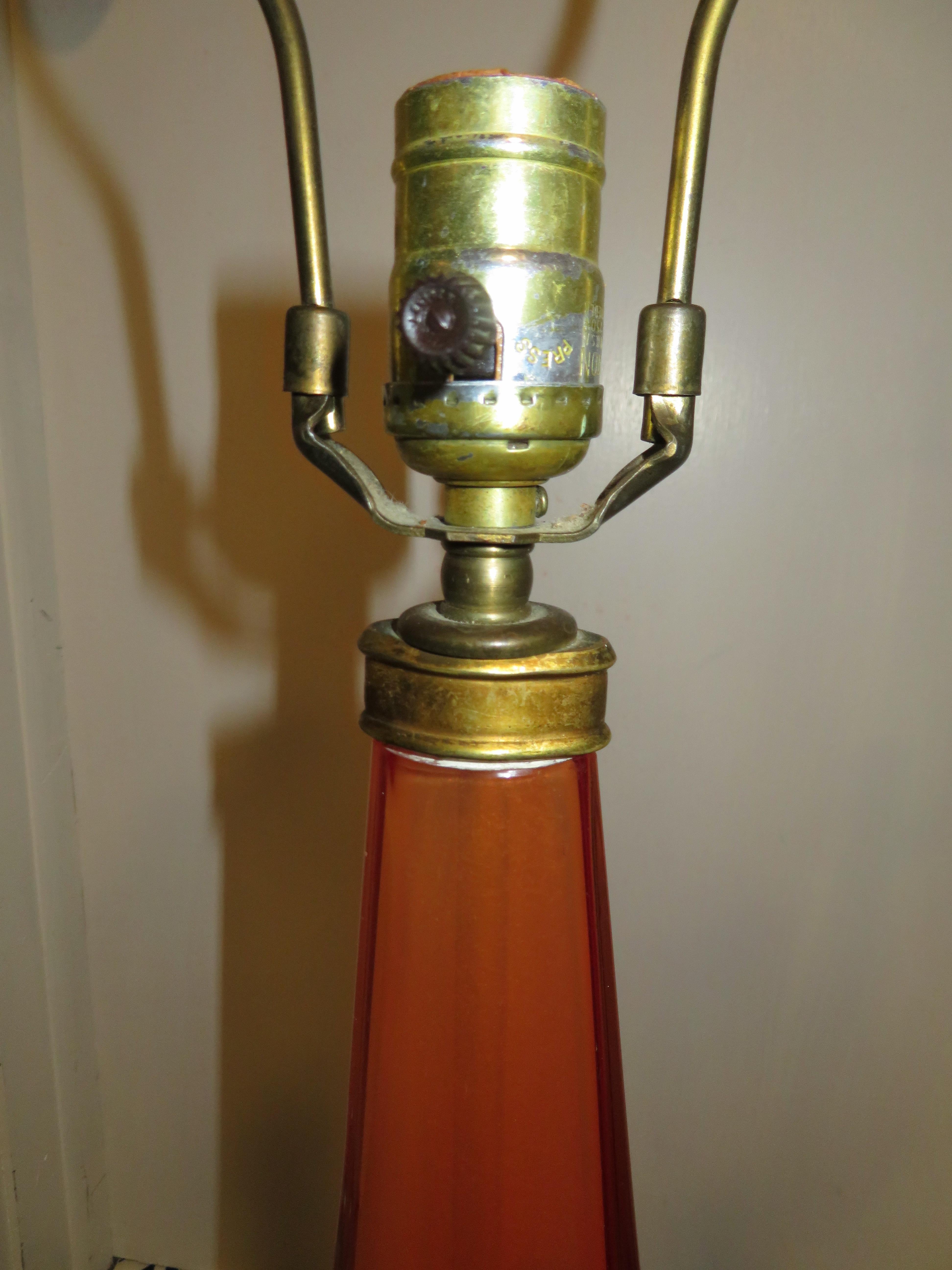 Scrumptious Pair of Flavio Poli Orange Murano Lamps Mid-Century Modern For Sale 6