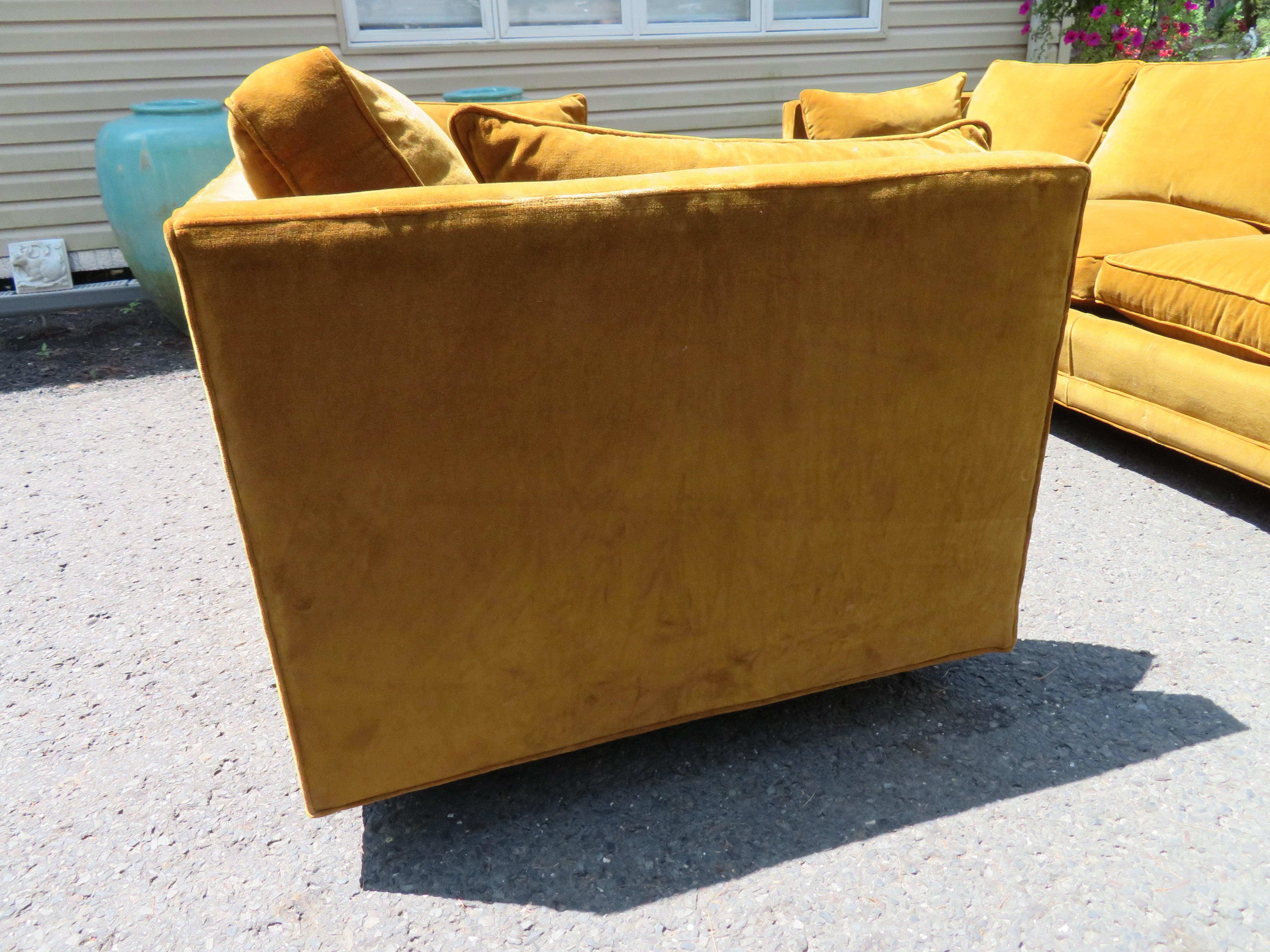 American Scrumptious Pair Harvey Probber Butterscotch Even Arm Sofas Mid-Century Modern For Sale
