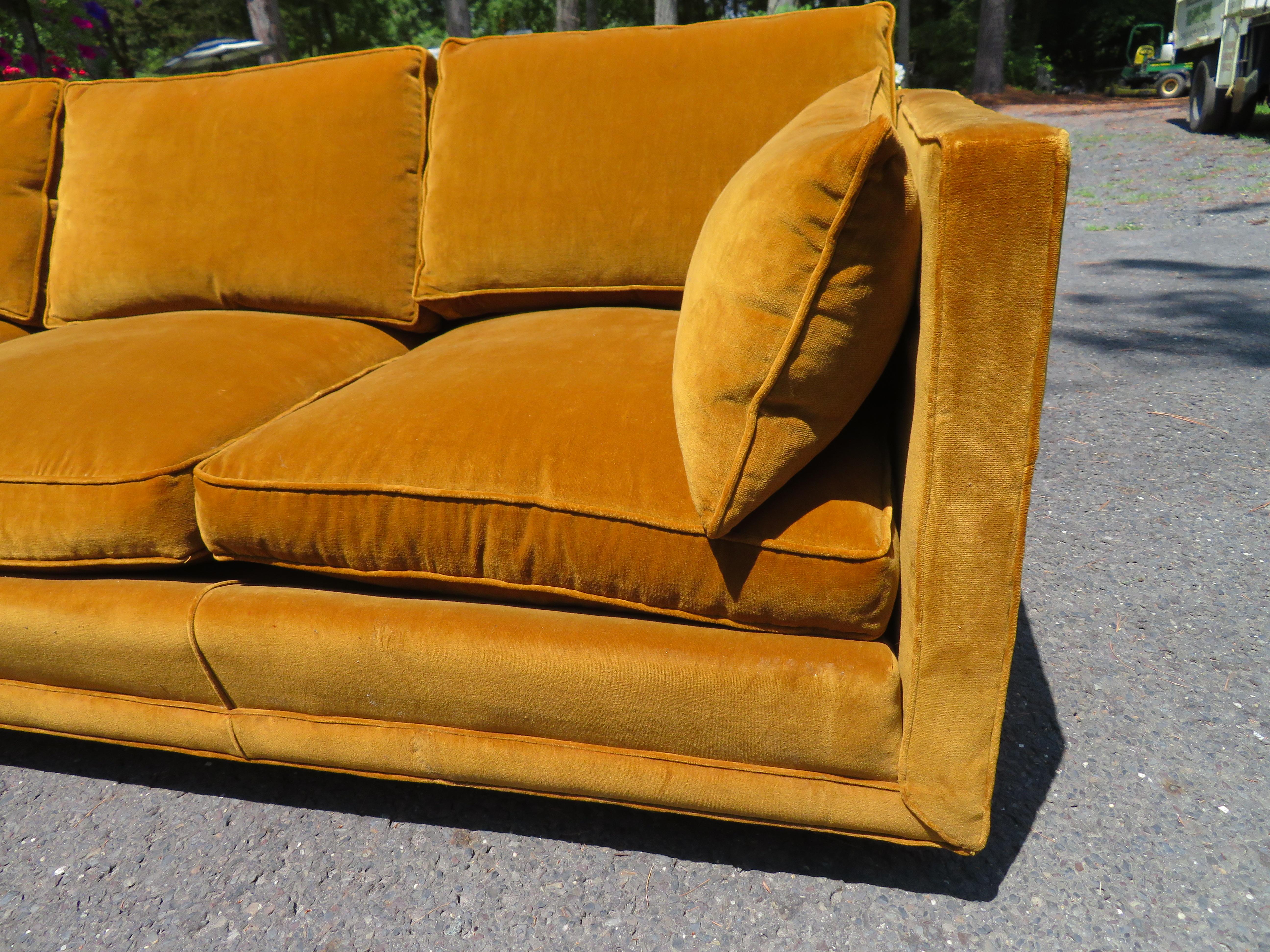 Scrumptious Pair Harvey Probber Butterscotch Even Arm Sofas Mid-Century Modern In Good Condition For Sale In Pemberton, NJ