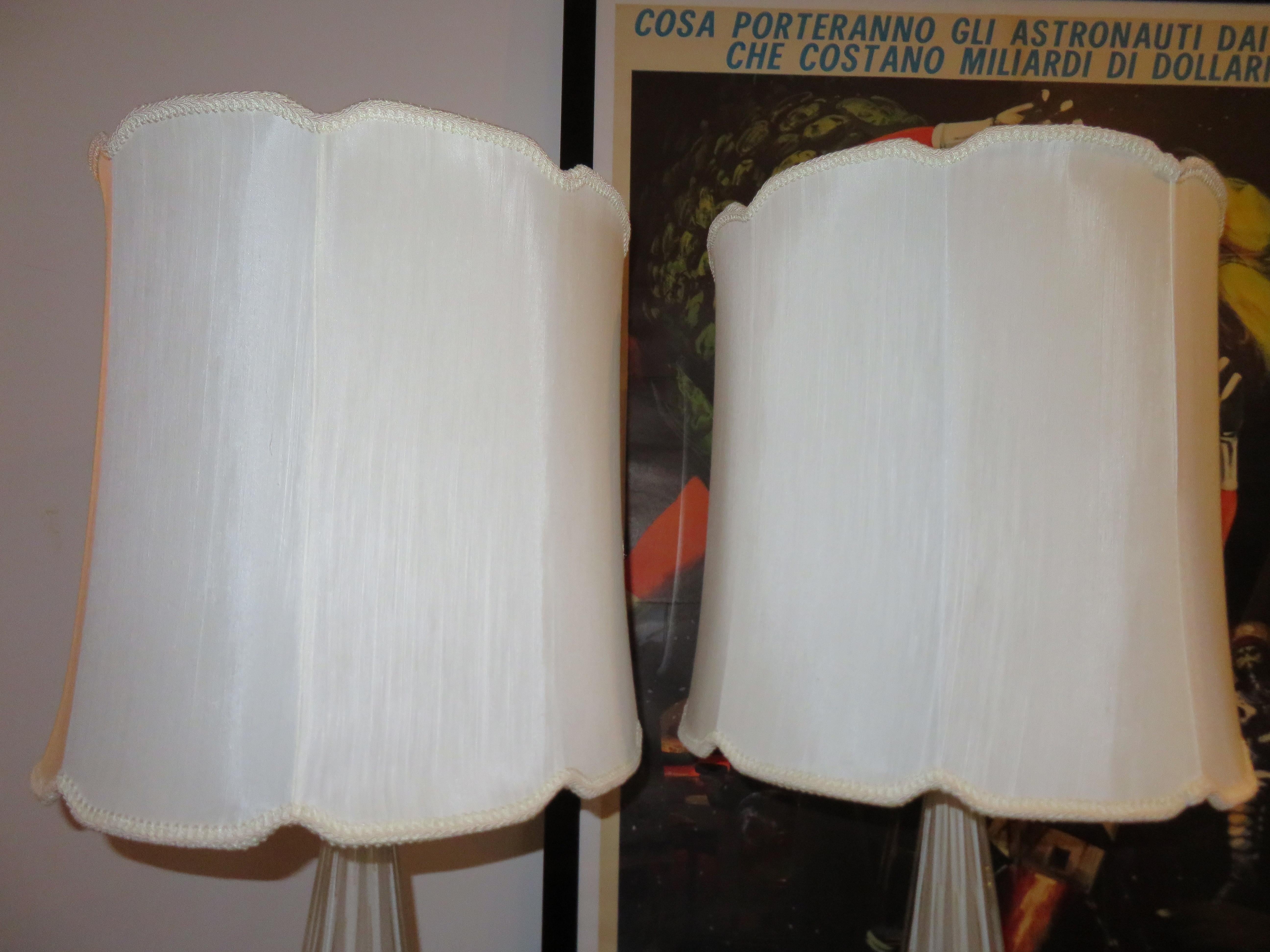 Scrumptious Pair of XL Italian Murano Gold Fleck Bubble Lamps Hollywood Regency For Sale 6