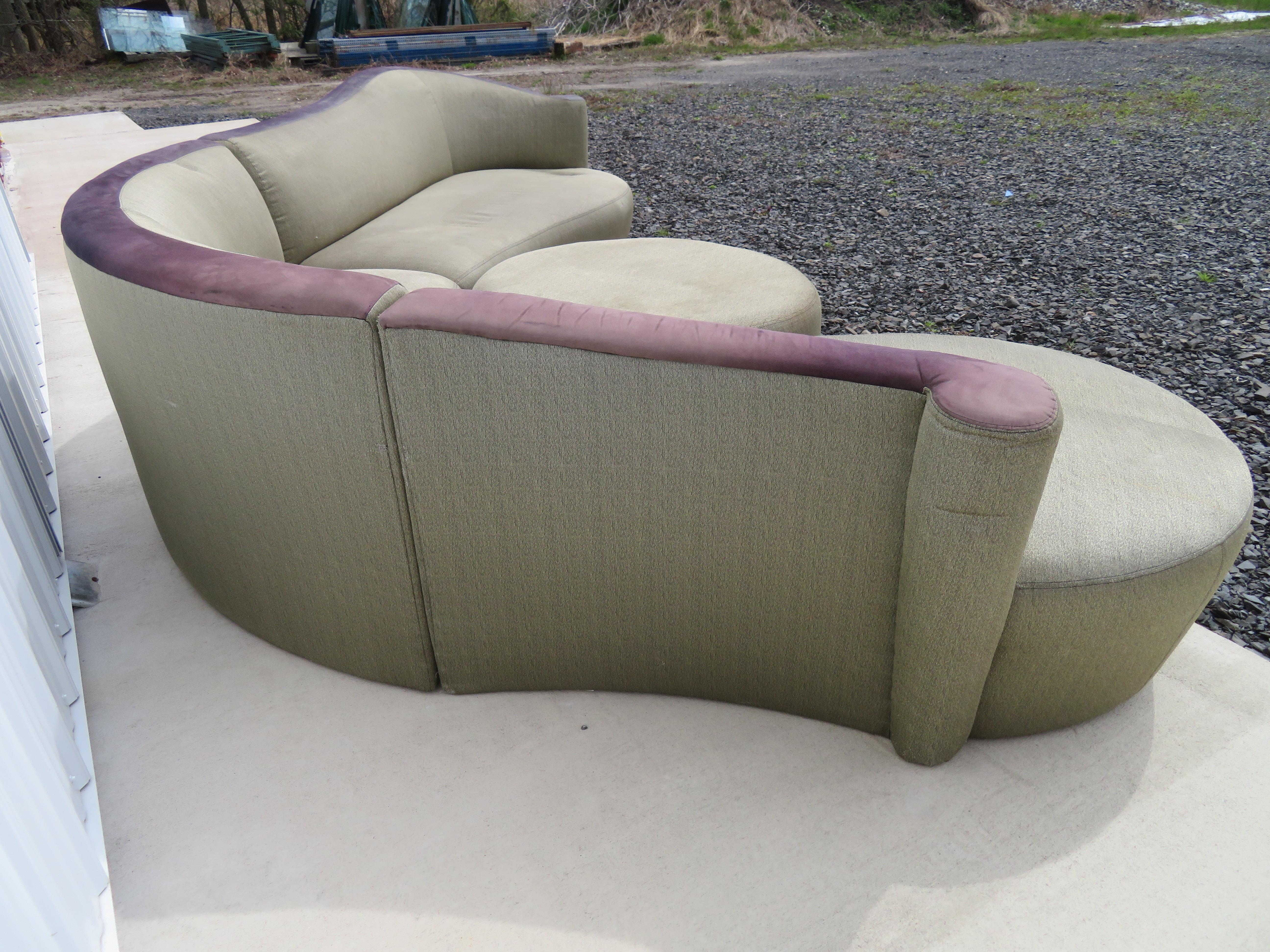Mid-Century Modern Sexy Serpentine 4 Piece Cloud Sectional Sofa Robert Ebel Weiman Preview For Sale