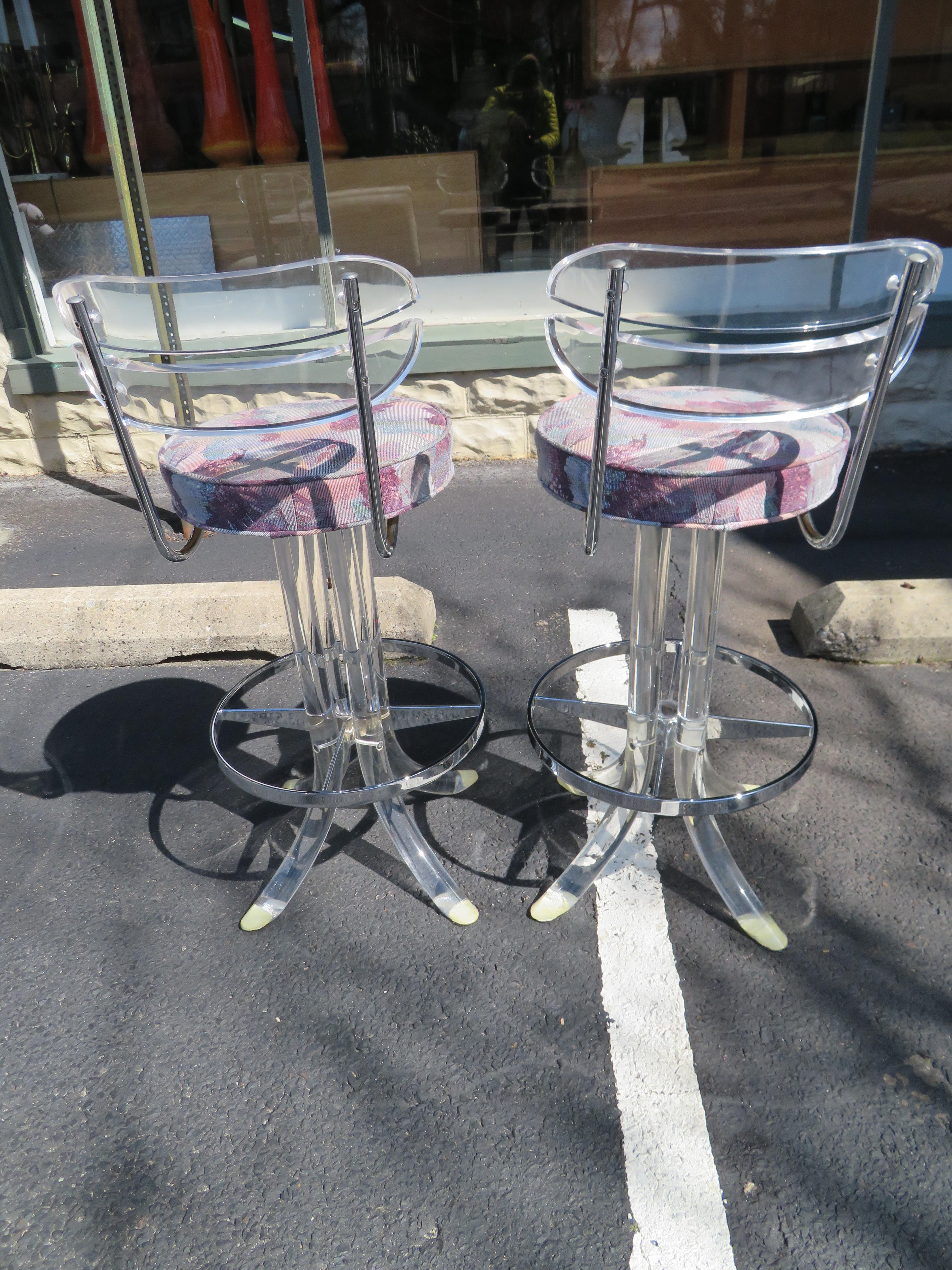 Scrumptious Set 4 Hollywood Regency Swivel Lucite Barstools Hill Manufacturing 4