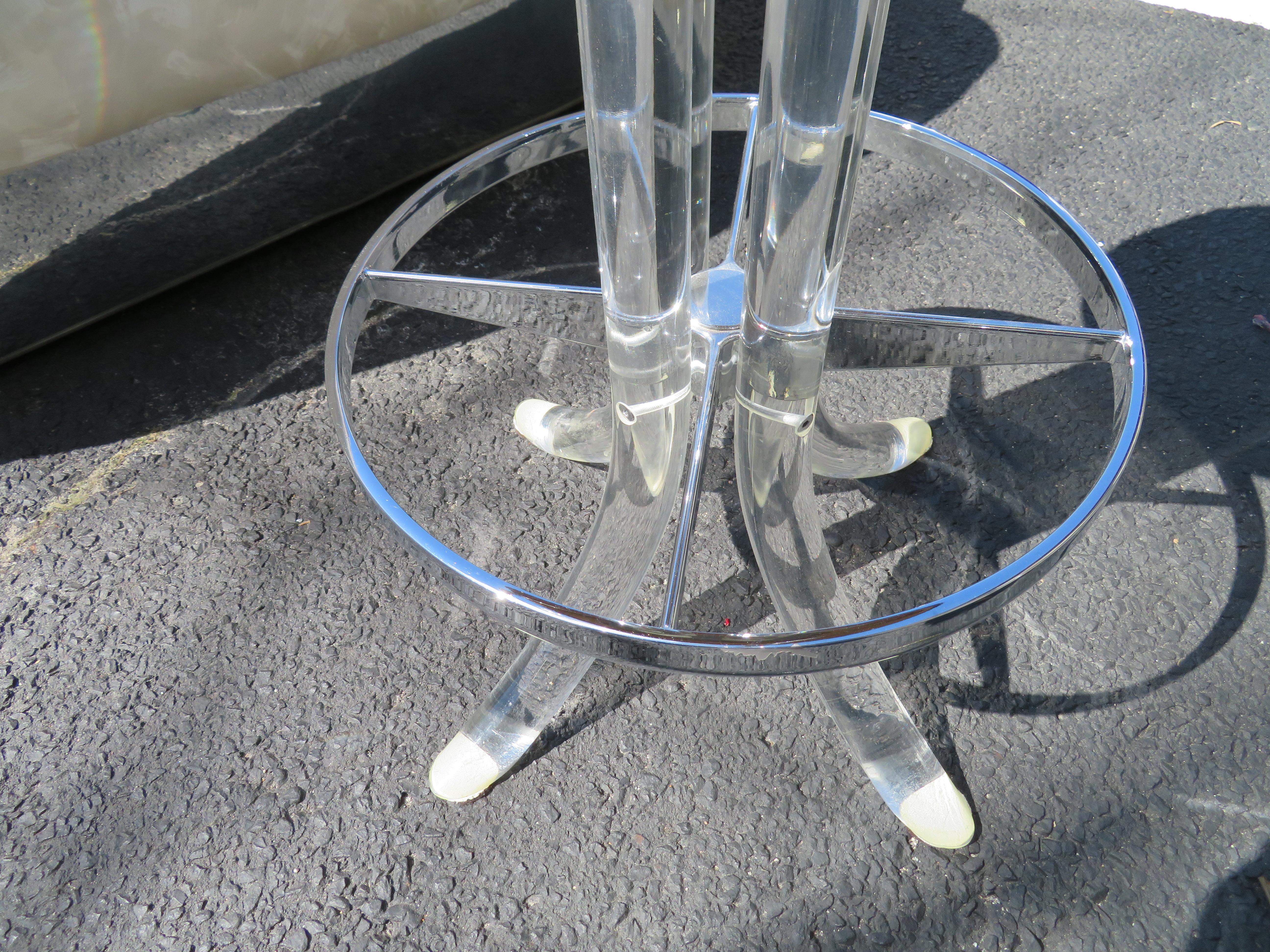 Scrumptious Set 4 Hollywood Regency Swivel Lucite Barstools Hill Manufacturing 7