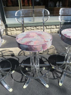 Scrumptious Set 4 Hollywood Regency Swivel Lucite Barstools Hill Manufacturing