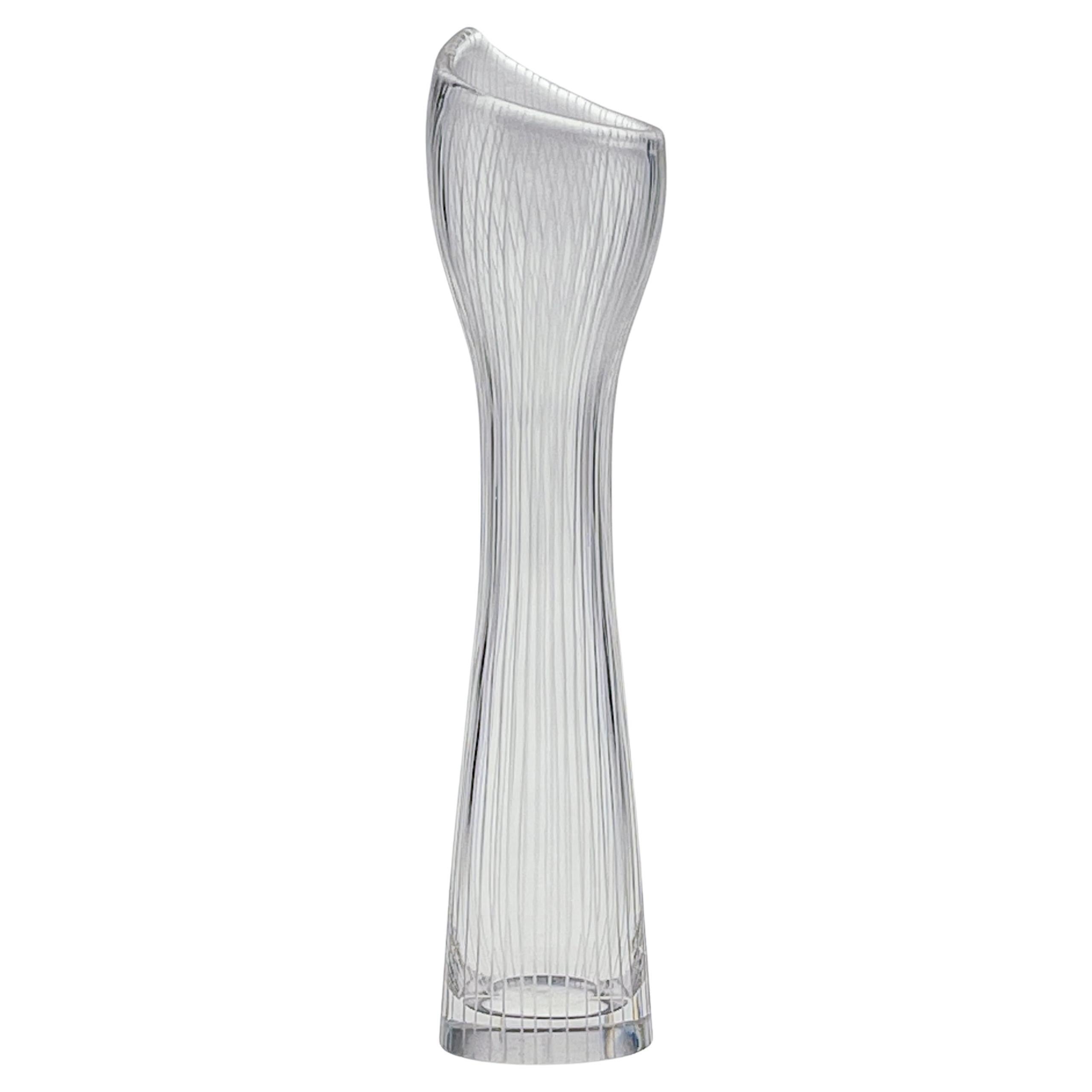 Scsndinavian Modern Tapio Wirkkala Crystal Line Cut Art Vase Handblown 1957