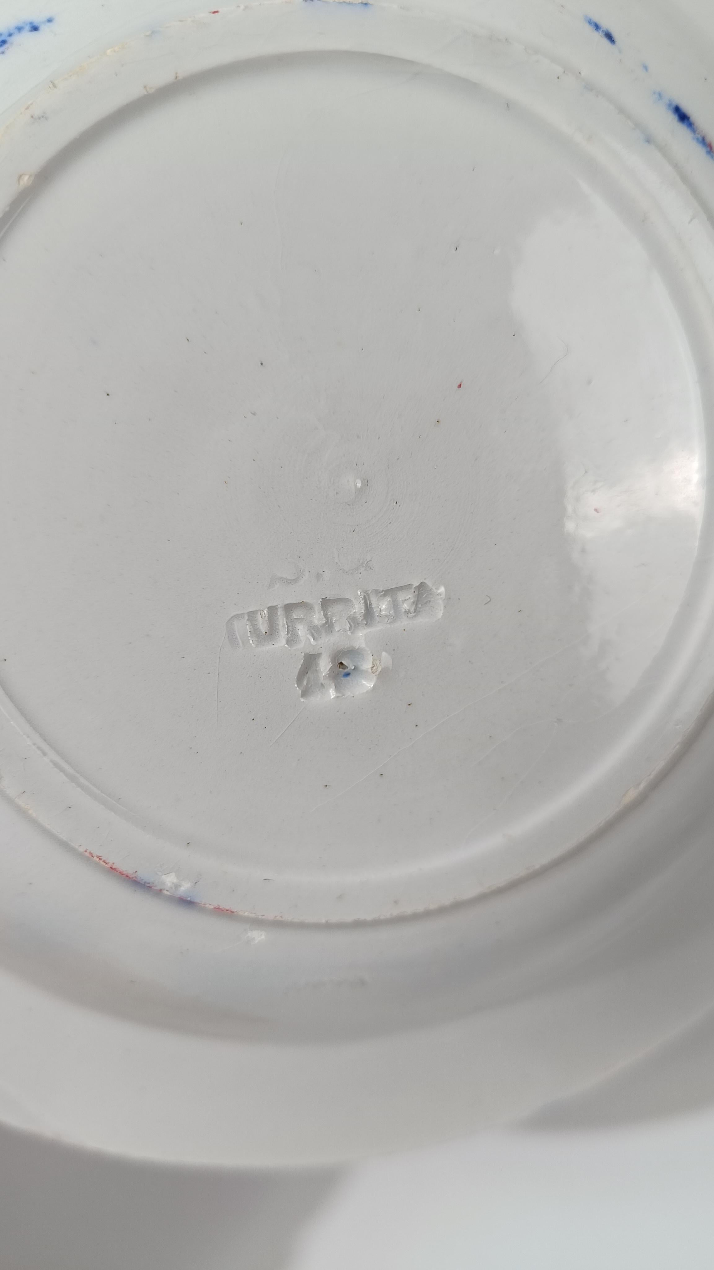 S.C.TURRITA Vintage Eisenstein Dessertteller, Folk Block Stempel Dekor, Italien 20er Jahre im Angebot 11