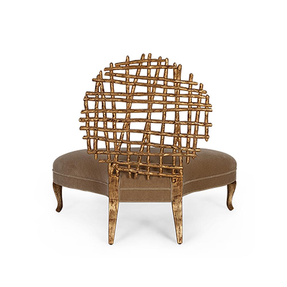 Contemporary Scuadra Armchair with Hand-Crafted Back Rest in Solid Wood For Sale