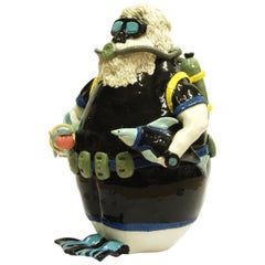 Scuba Diver Sharks, Decorative Centerpiece Handmade Italy 2020, Hand-Crafted