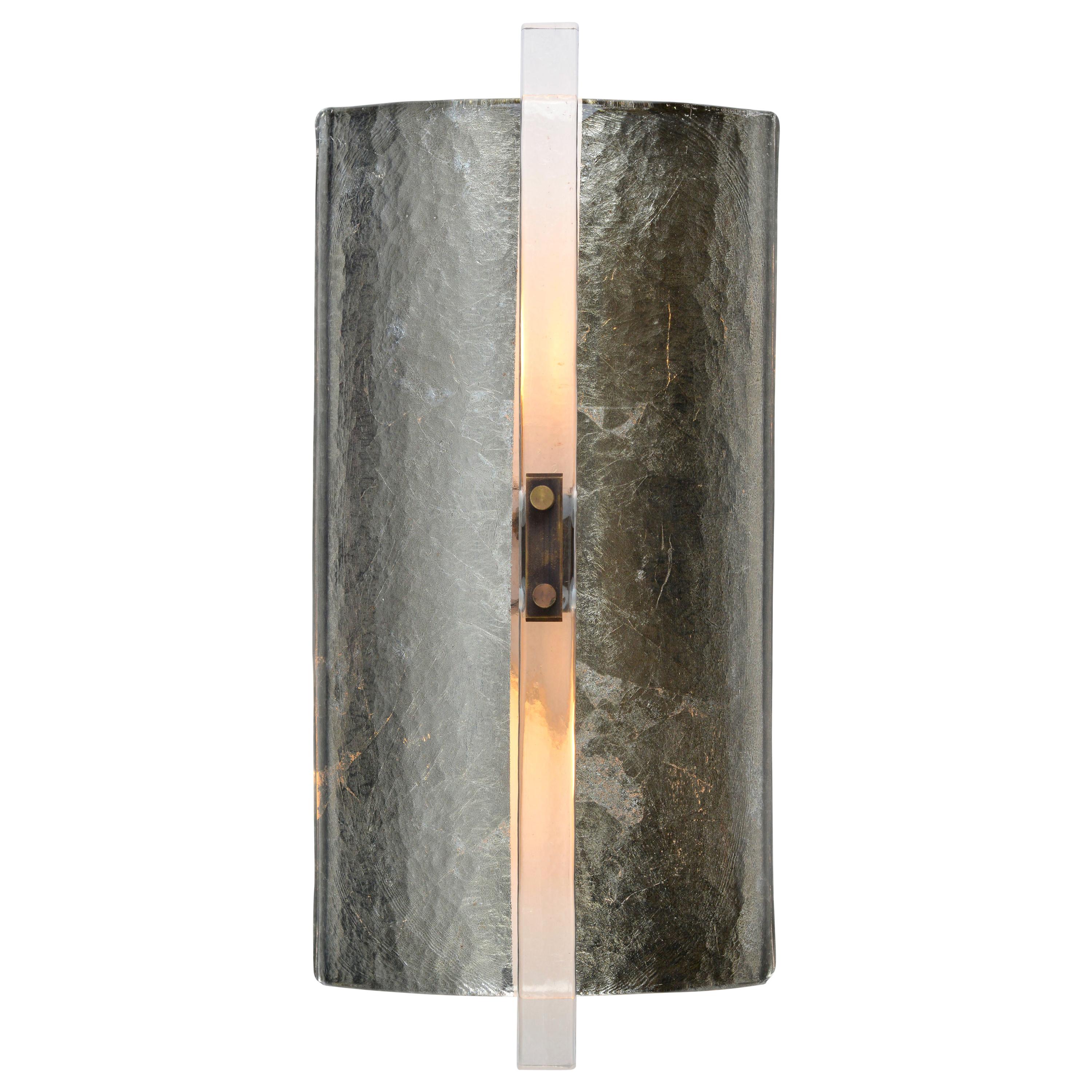 Scudo Sconce Champagne, Murano Glass, White Gold Leaf Brass Detailing 'US Spec'