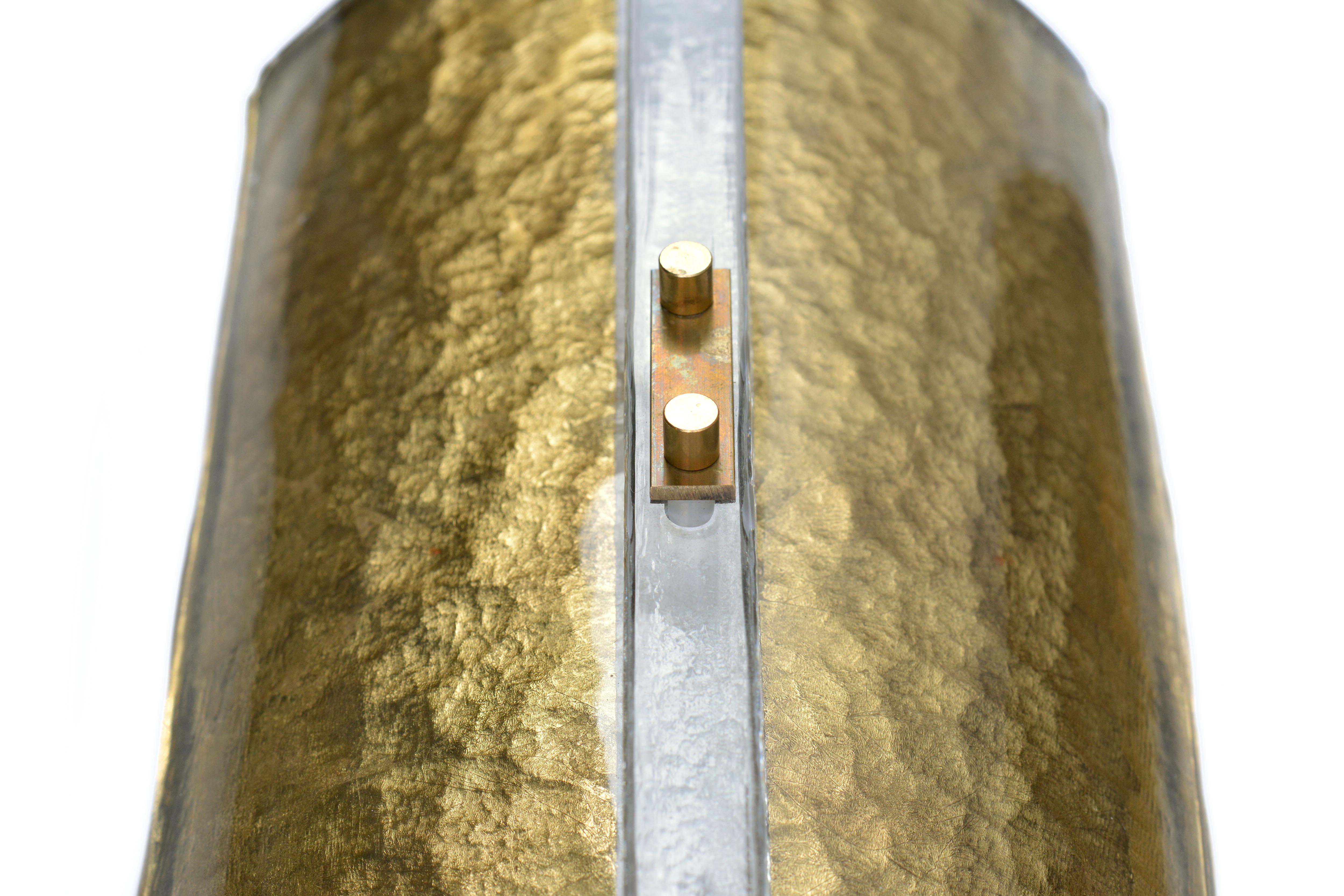 Scudo Sconce Oro, Textured Murano Glass Gold Leaf and Brass Detailing 'US Spec' 4