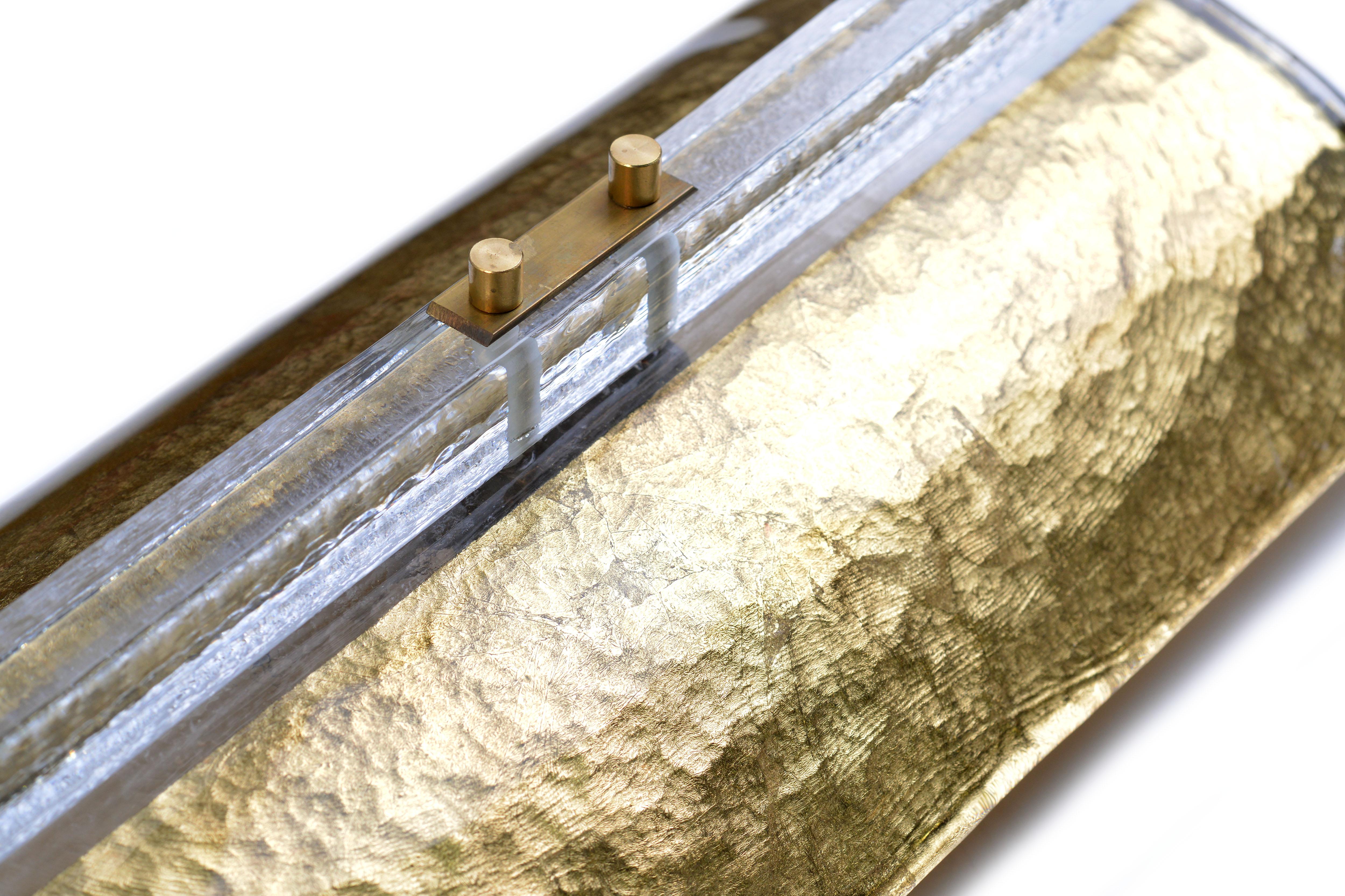 Scudo Sconce Oro, Textured Murano Glass Gold Leaf and Brass Detailing 'US Spec' 5