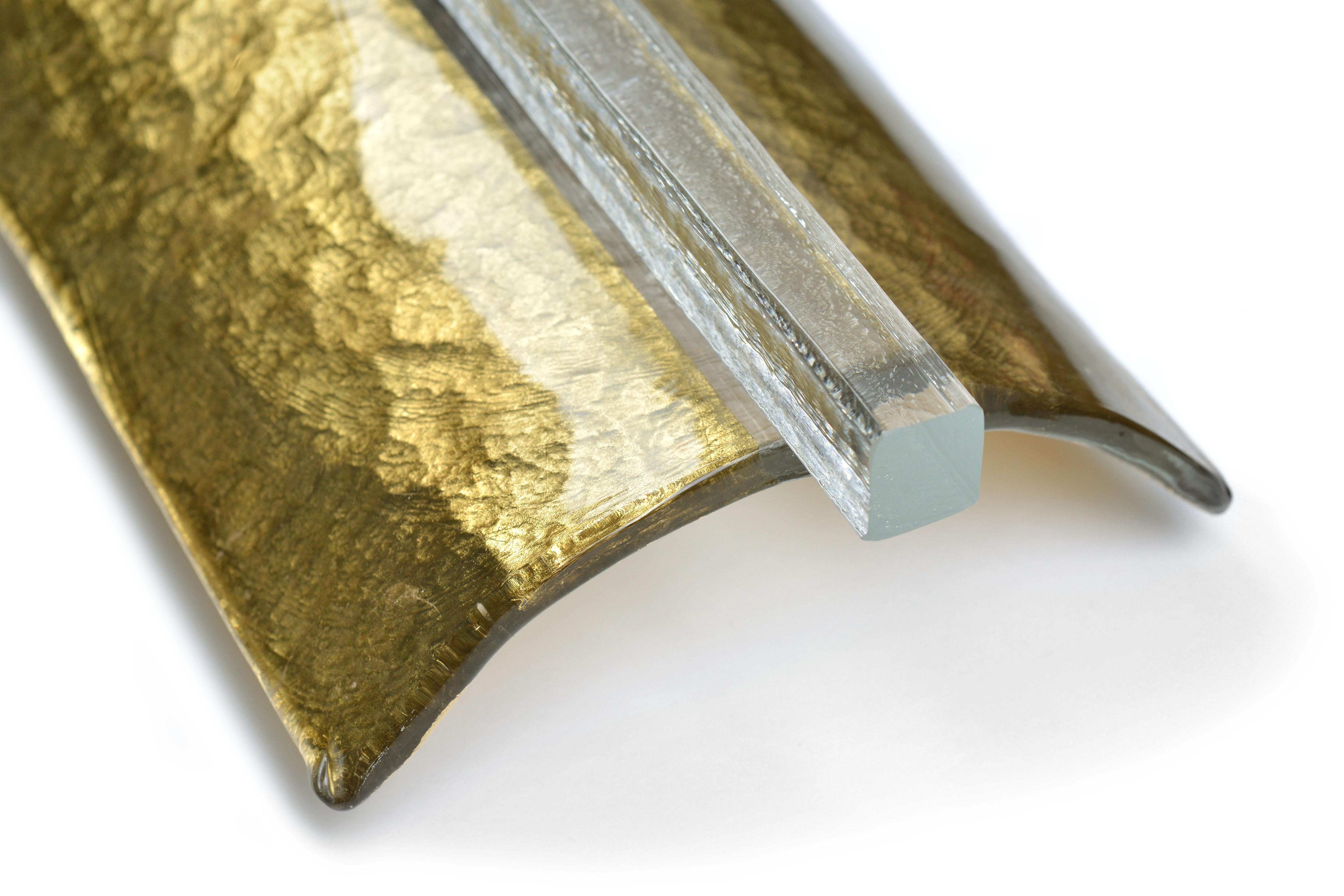 Scudo Sconce Oro, Textured Murano Glass Gold Leaf and Brass Detailing 'US Spec' 2
