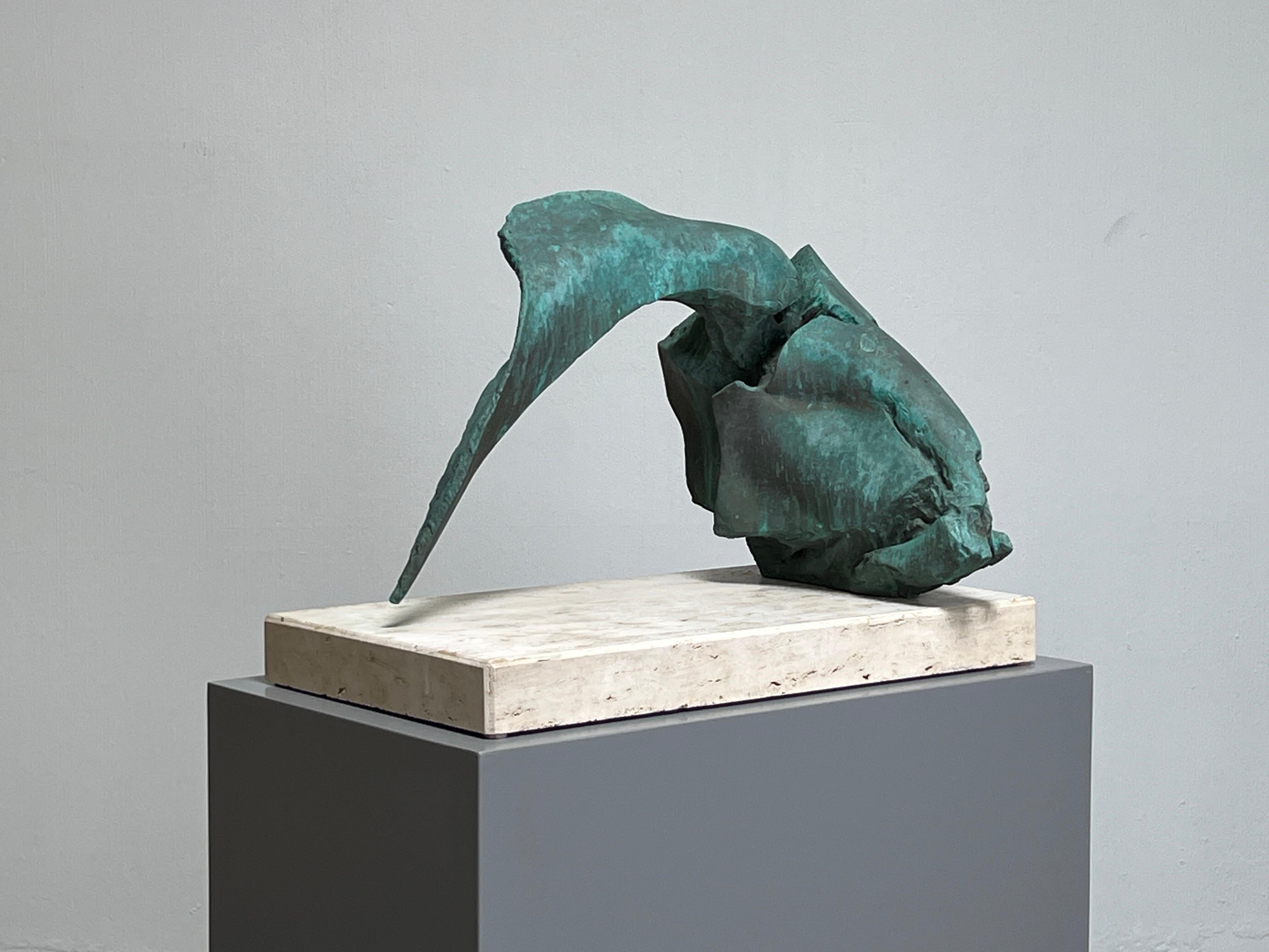 Titled 'Skull & Horn, Rome 4' this bronze by Californian Jack Zajac (born 1929) is numbered 2 in an edition of 12. In 1954, having been awarded the prestigious Rome Prize in painting by the American Academy in Rome, Zajac started playing with clay