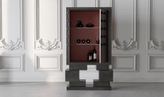 Armario «Sculpt Black» de MDF lacado con textura de piedra, de Hermhaus