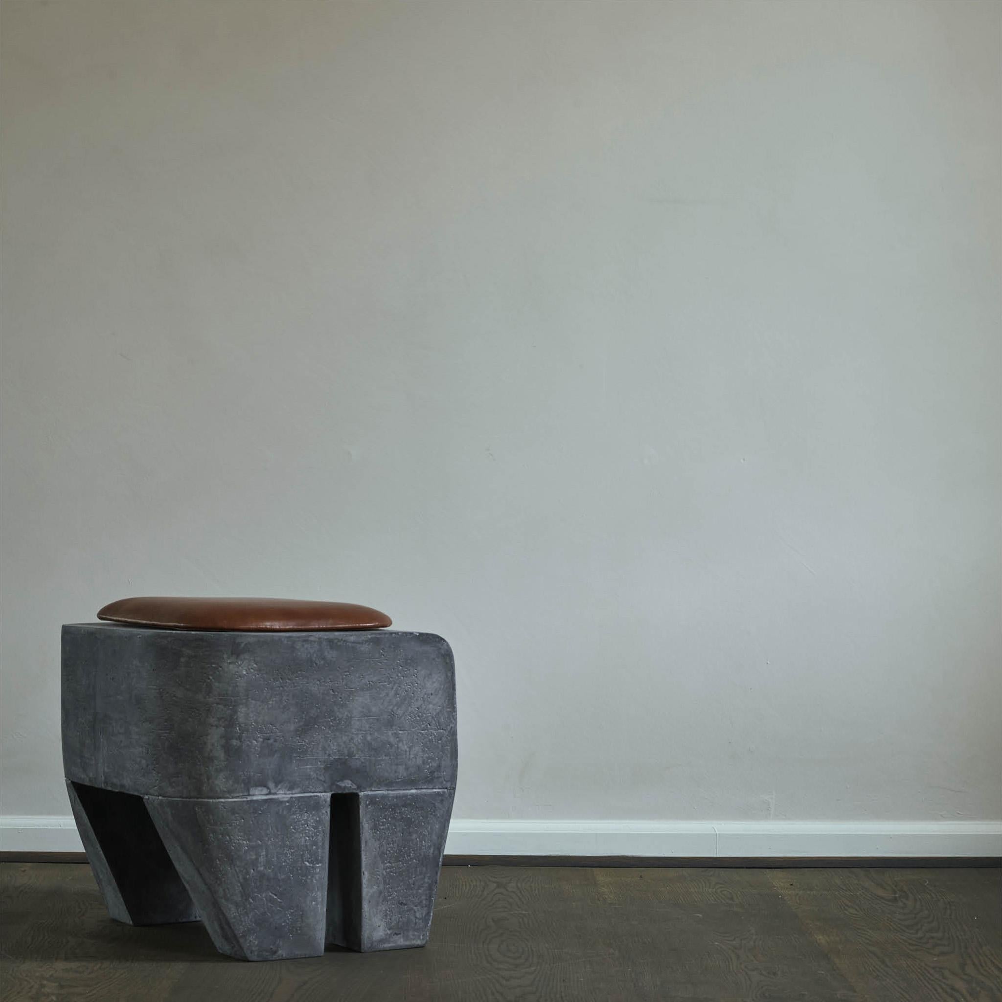 Concrete Sculpt Stool + Cushion by 101 Copenhagen For Sale