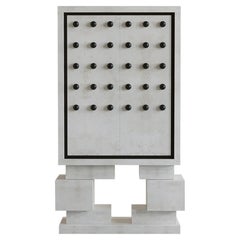 Sculpt White Cabinet in Stone Textured Lacquered MDF by Hermhaus