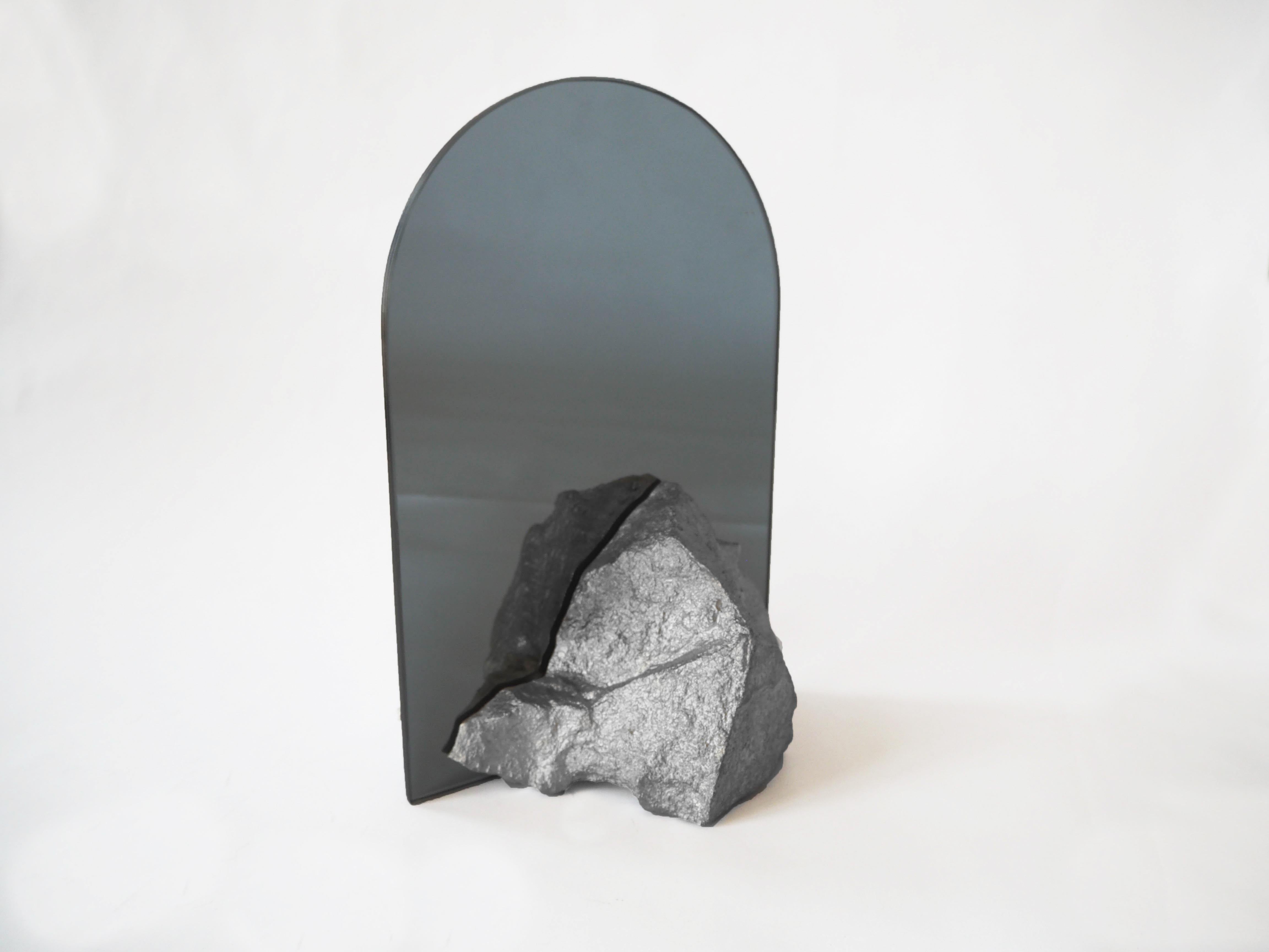 English Sculpted Aluminium Mirror by Dessislava Madanska For Sale