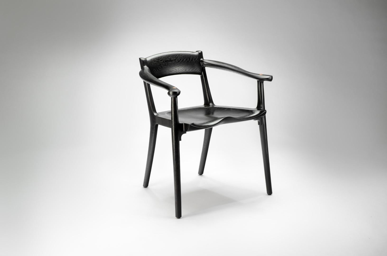 Hand-Crafted Sculpted and comfortable Sumi Arm Chair by Erickson Woodworking For Sale