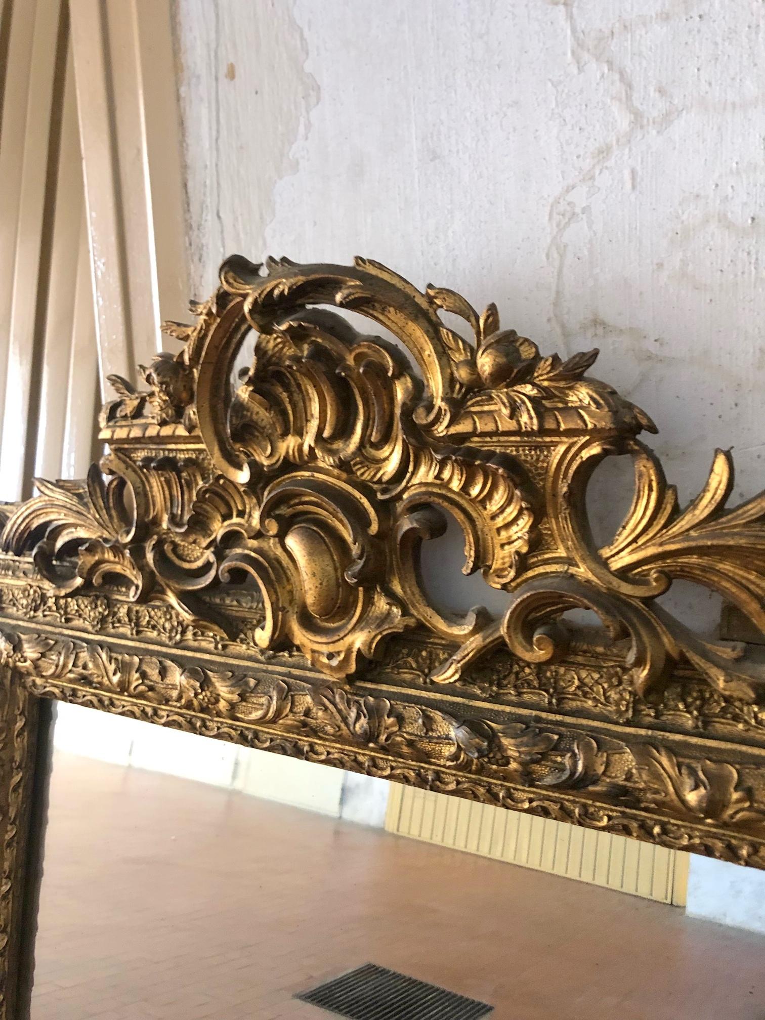 Carved Sculpted and Gilded Mirror, Late 19th Century, Italy