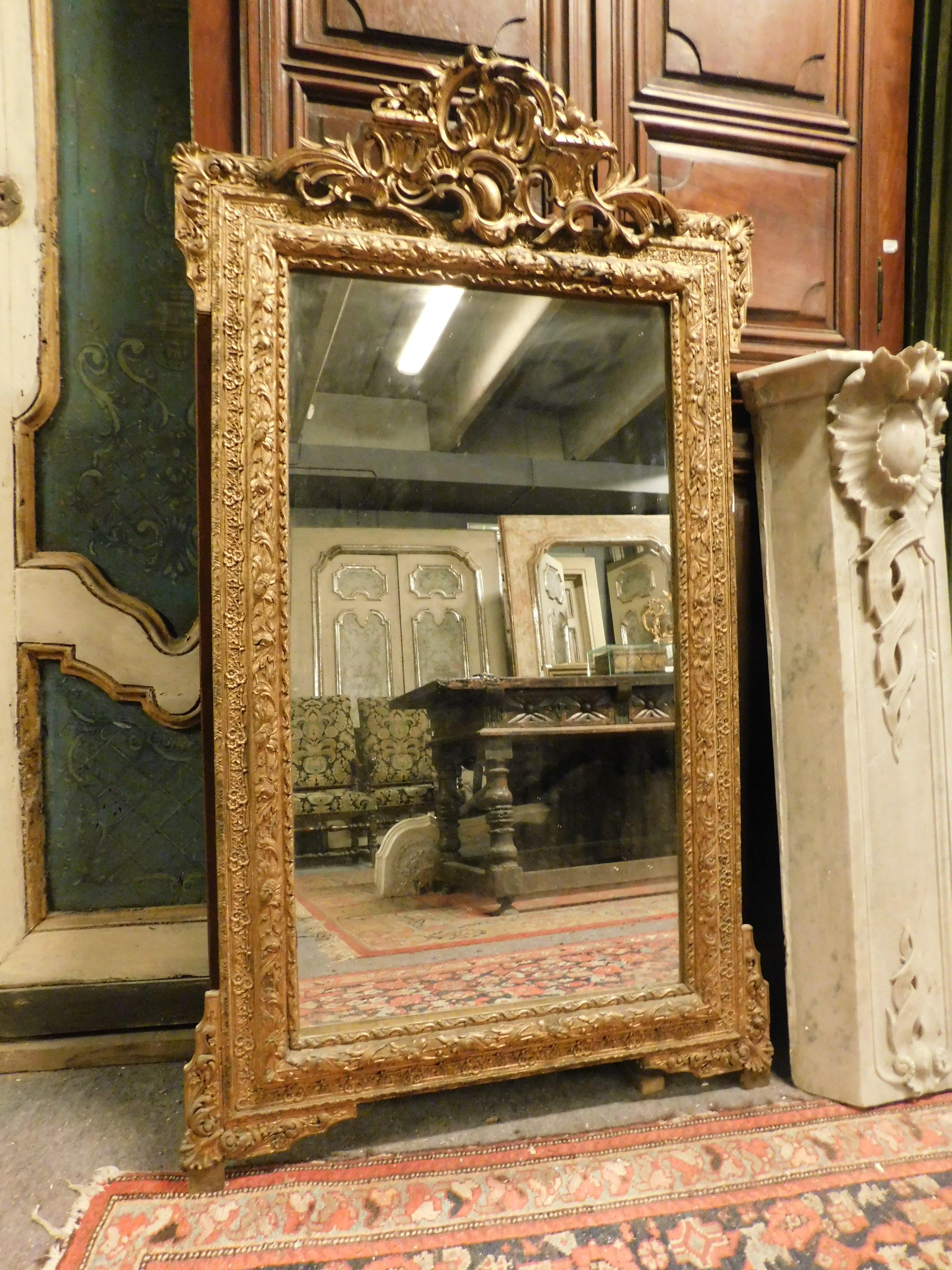 Sculpted and Gilded Mirror, Late 19th Century, Italy 4