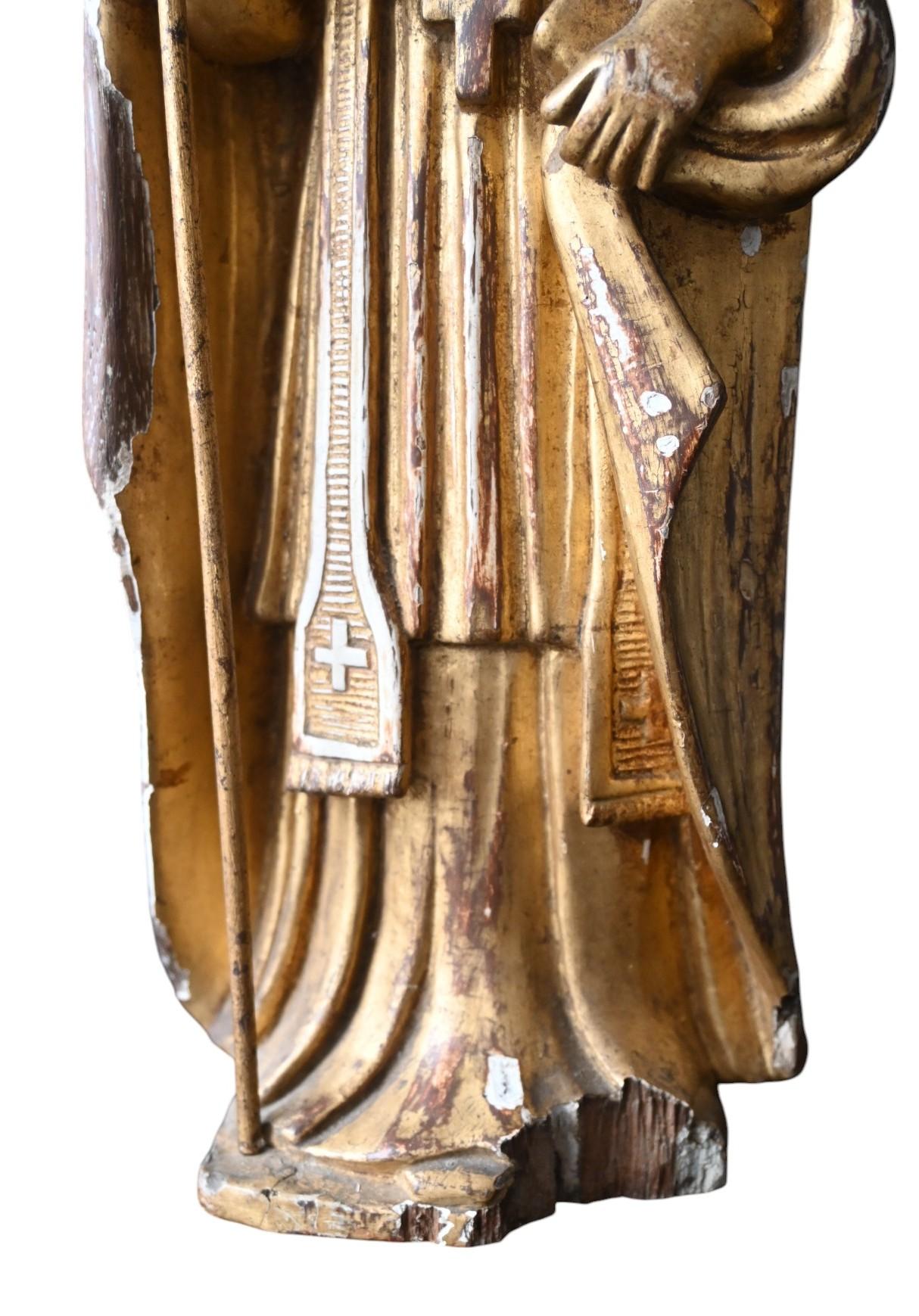 Allemand Statue sculptée et dorée de Saint Augustin, XVIIIe siècle en vente