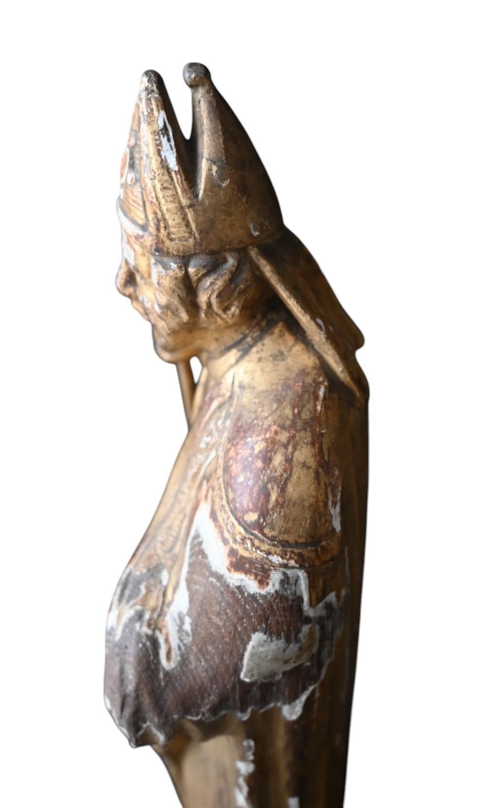 Statue sculptée et dorée de Saint Augustin, XVIIIe siècle en vente 1