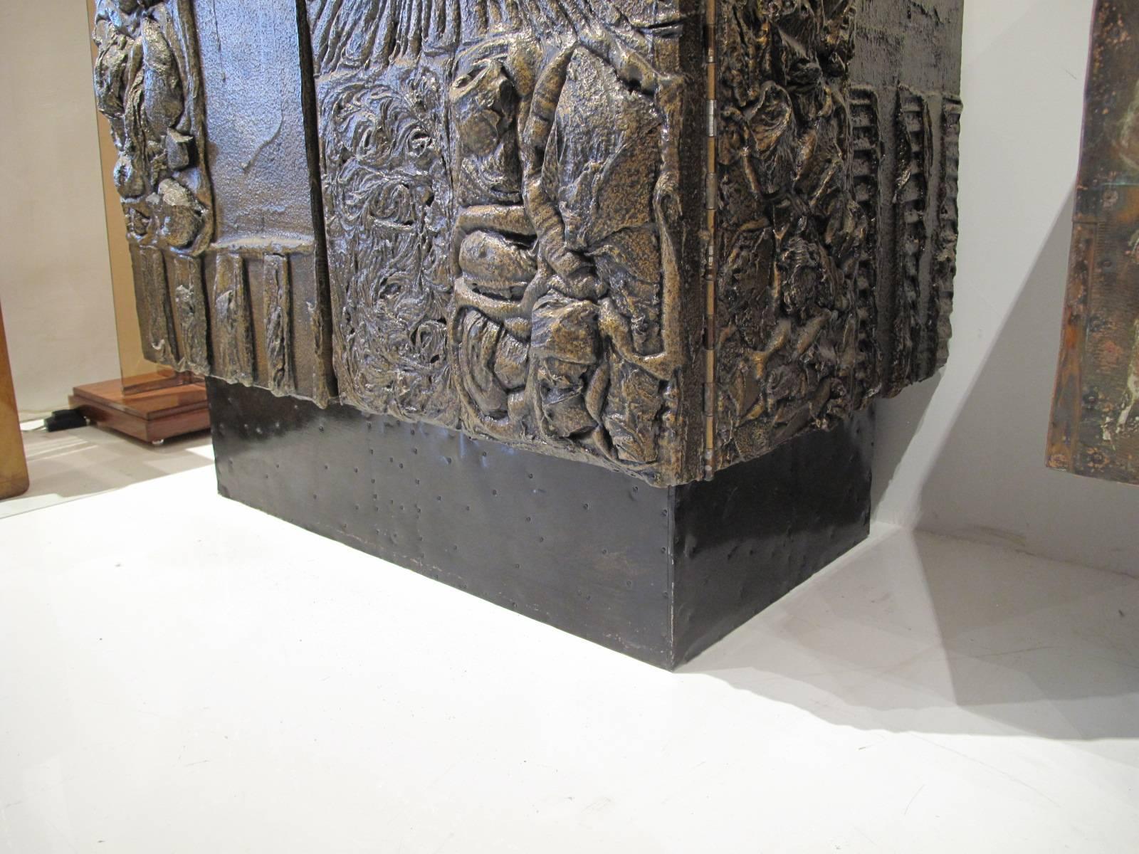 Sculpted and Patinated Bronze Cabinet by Paul Evans 3