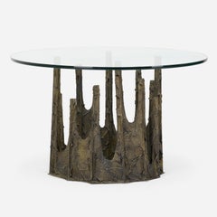 Sculpted and Patinated Bronze "Stalagmite" Circular Dining Table by Paul Evans