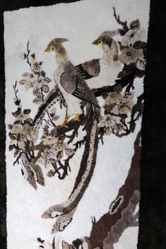 Sculpted Animal Skin Rug Depicting Bird of Paradise