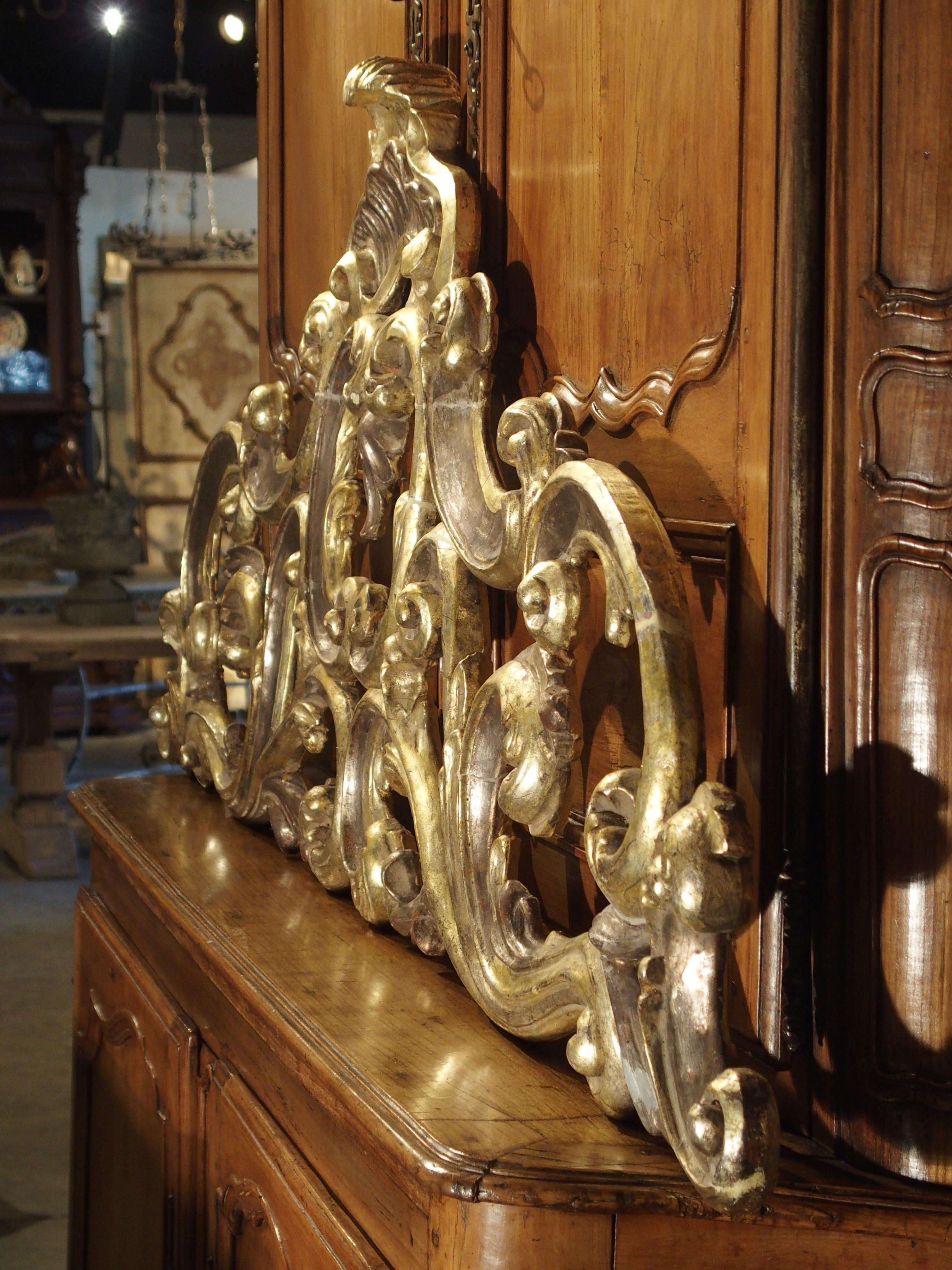 Sculpted Antique Giltwood Overdoor or Headboard from Italy, circa 1850 9