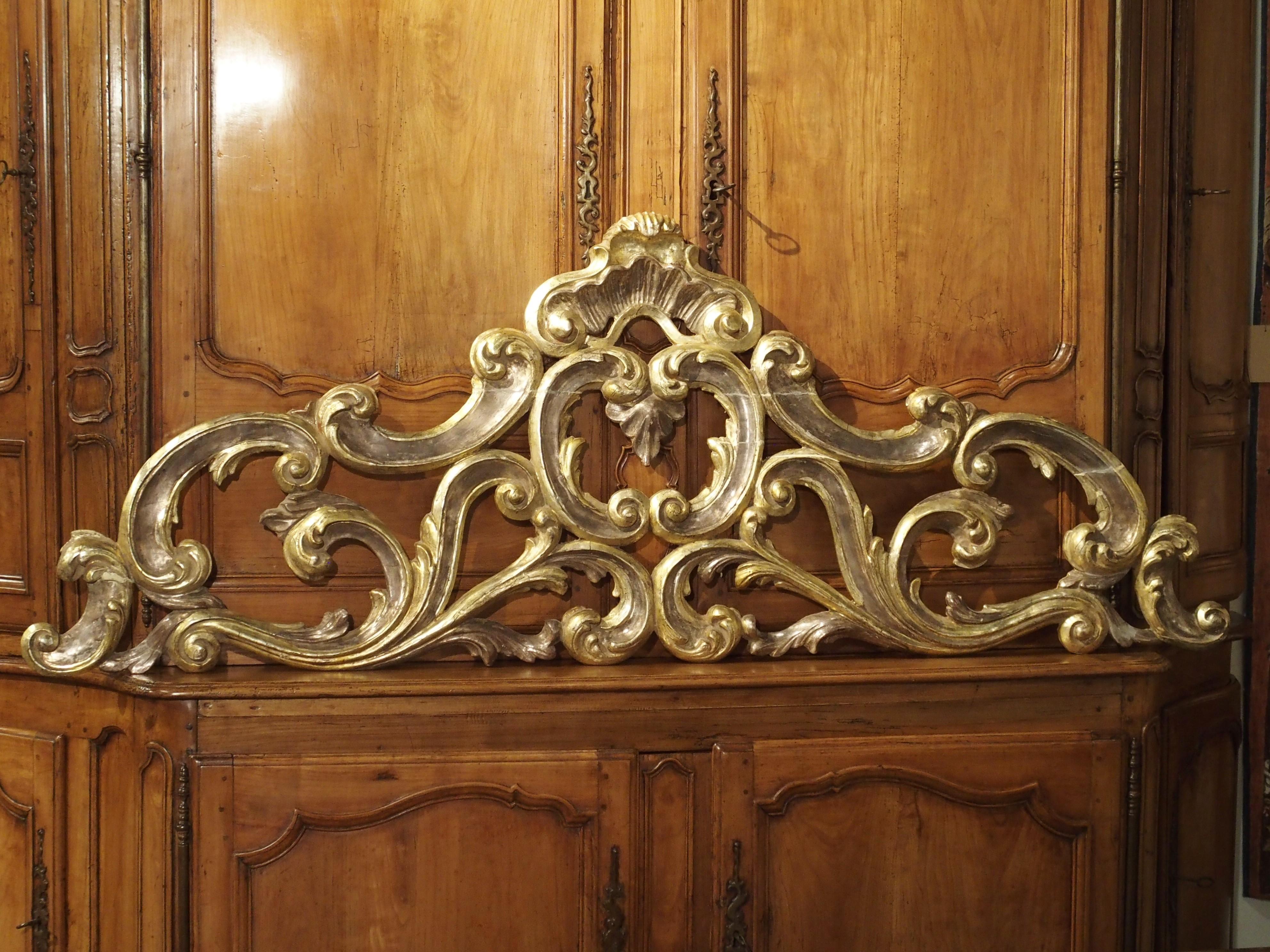 Italian Sculpted Antique Giltwood Overdoor or Headboard from Italy, circa 1850