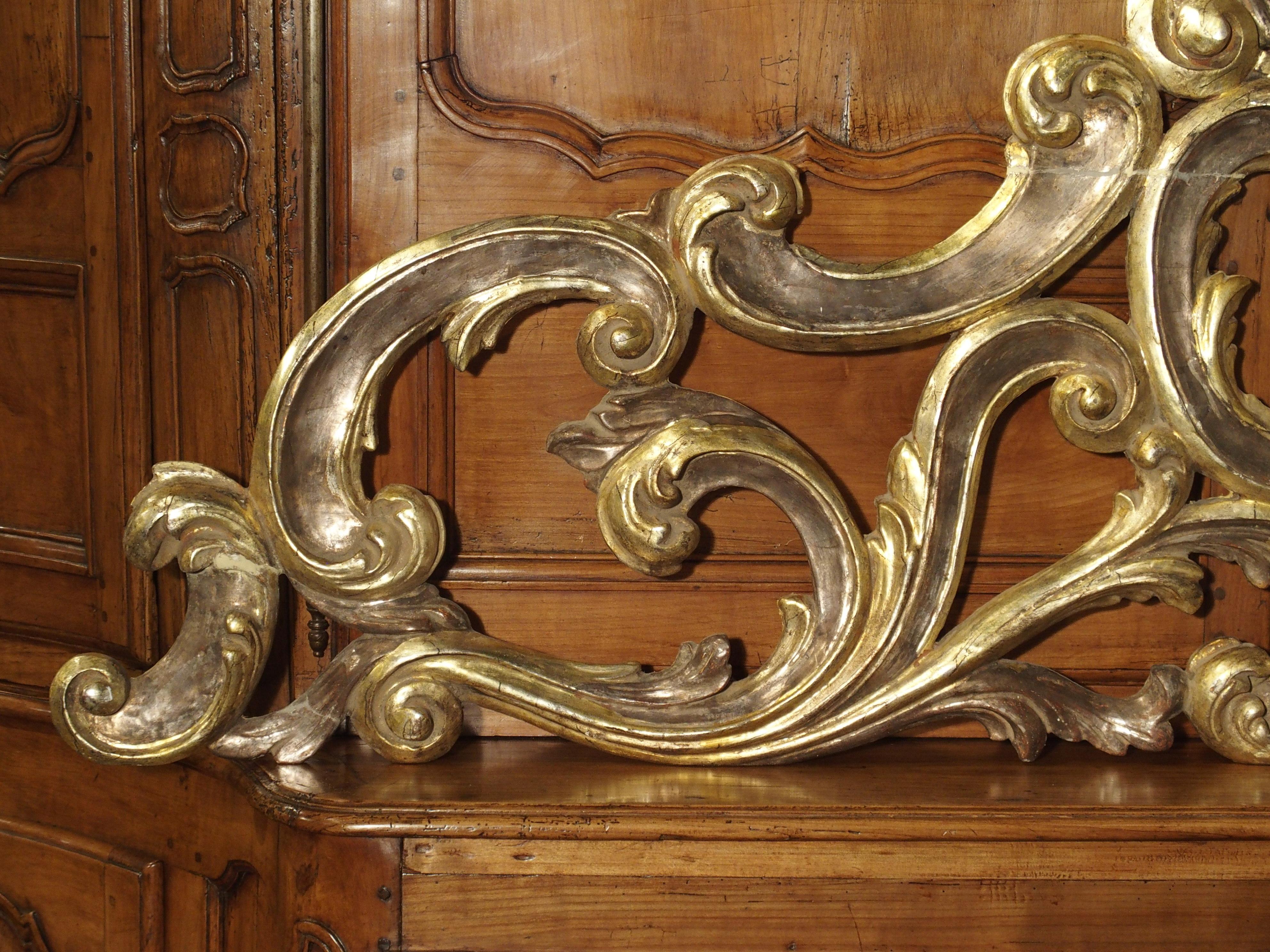 19th Century Sculpted Antique Giltwood Overdoor or Headboard from Italy, circa 1850