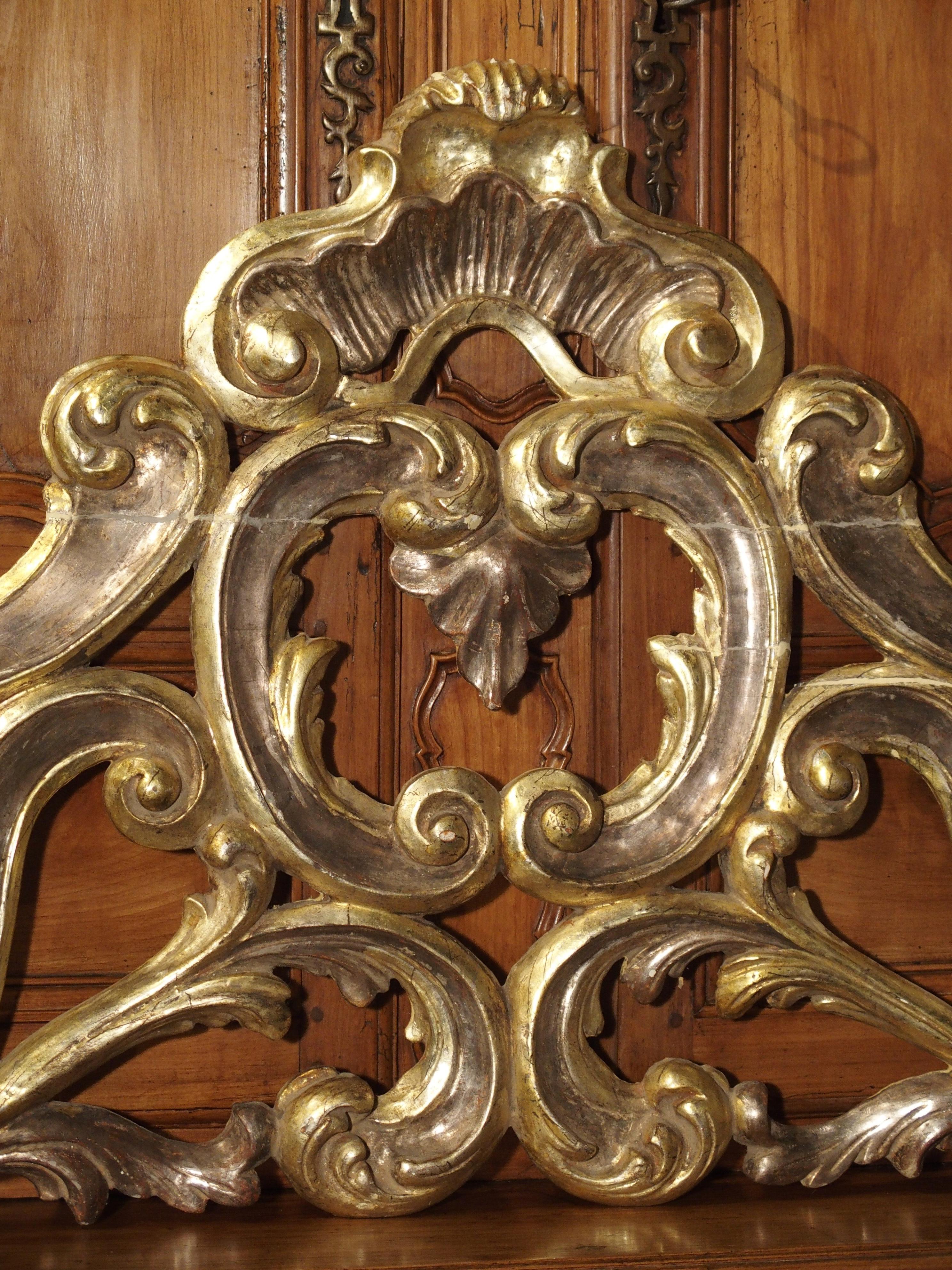 Wood Sculpted Antique Giltwood Overdoor or Headboard from Italy, circa 1850