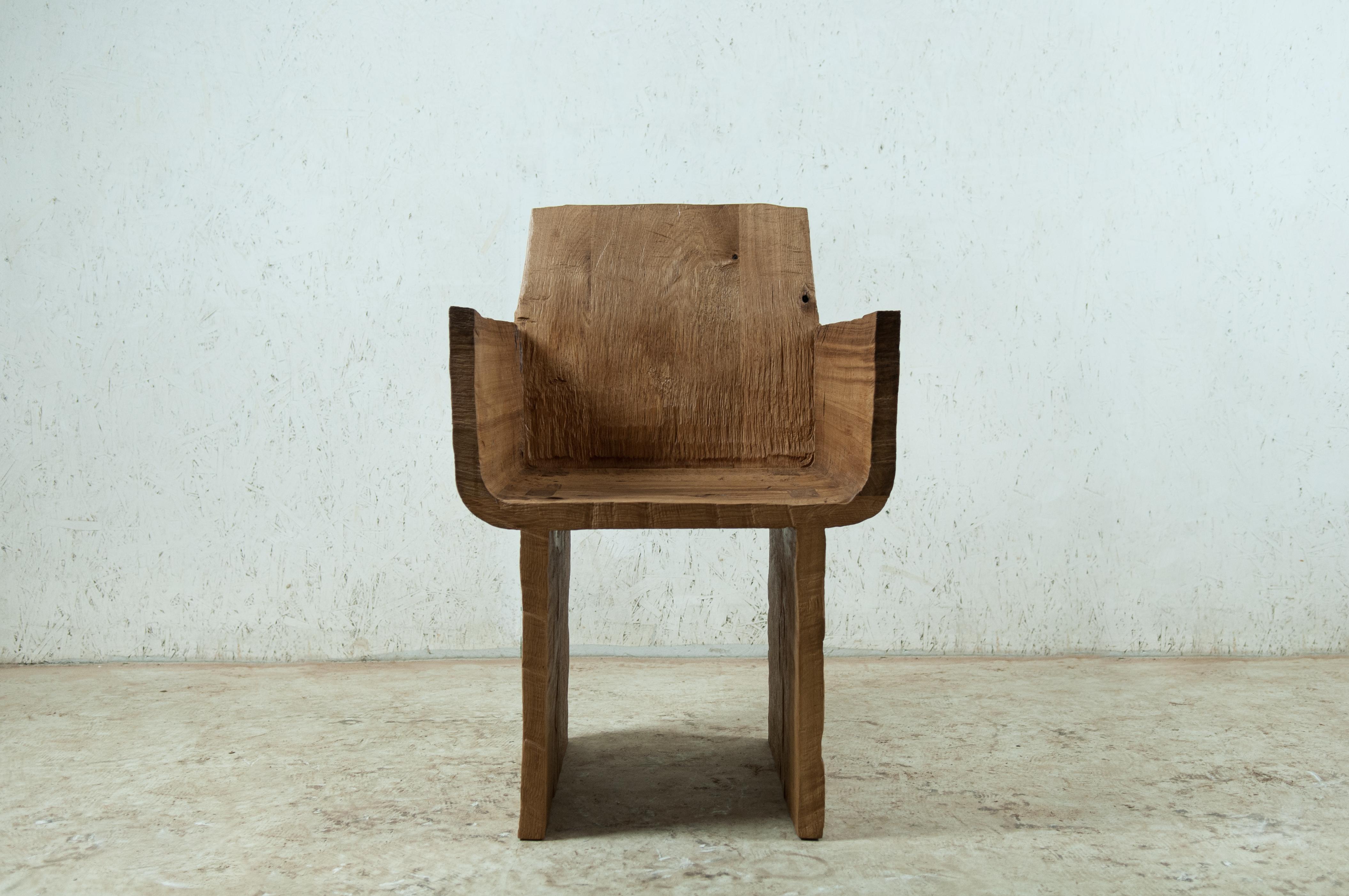 Armchair made of solid oak (+ linseed oil)
(Outdoor use OK)

Dimensions: H. 82 x 48 x 48 cm (SH 45 cm)

Founded by artist Denis Milovanov, SÓHA design studio conceives and produces furniture design and decorative objects in solid oak in an authentic