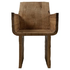 Sculpted Armchair in Solid Oak Wood