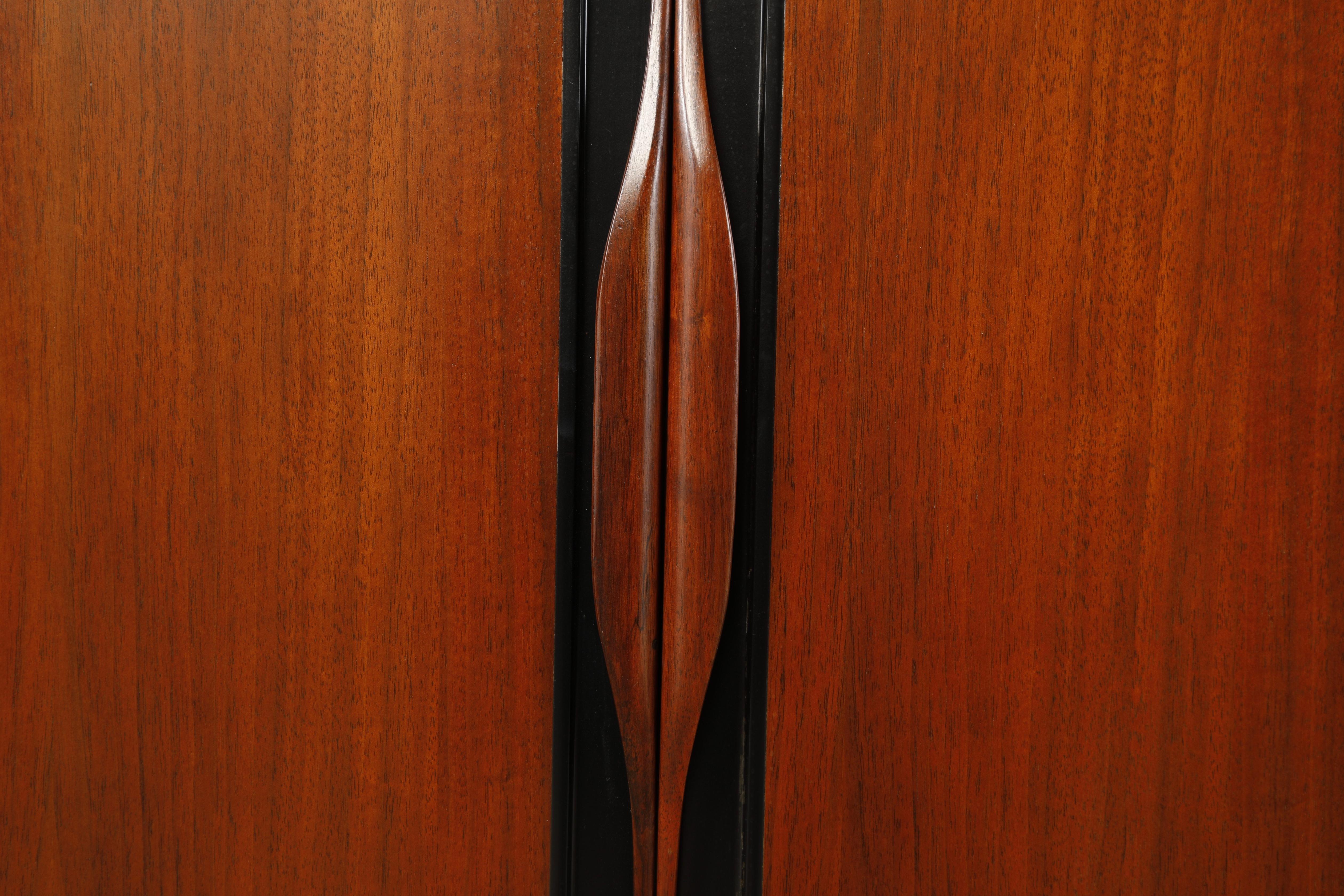 Walnut Sculpted Armoire Cabinet by John Kapel for Glenn of California, 1960s, Signed For Sale