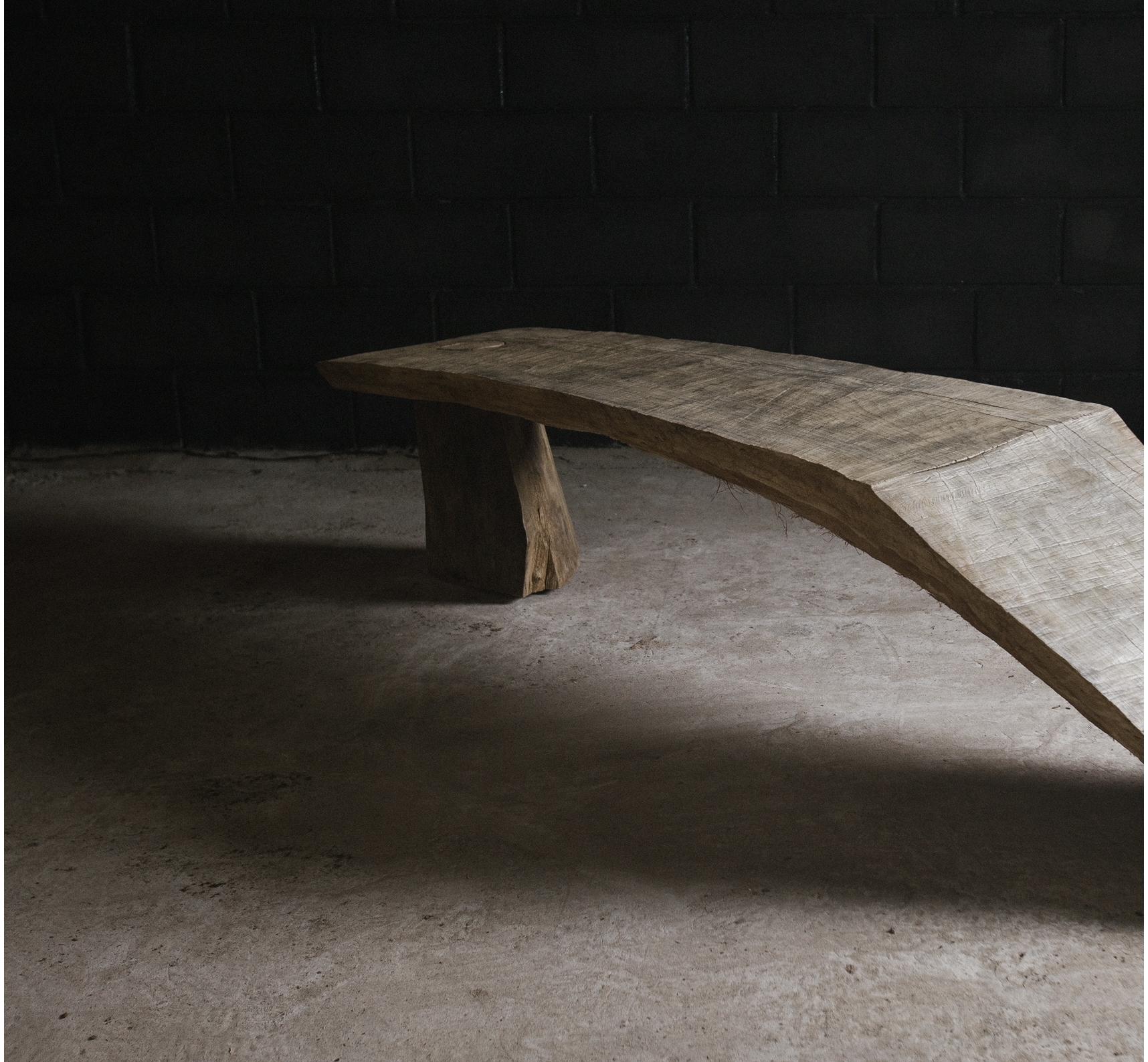 Organic Modern Sculpted Bench in Oak Wood, Denis Milovanov