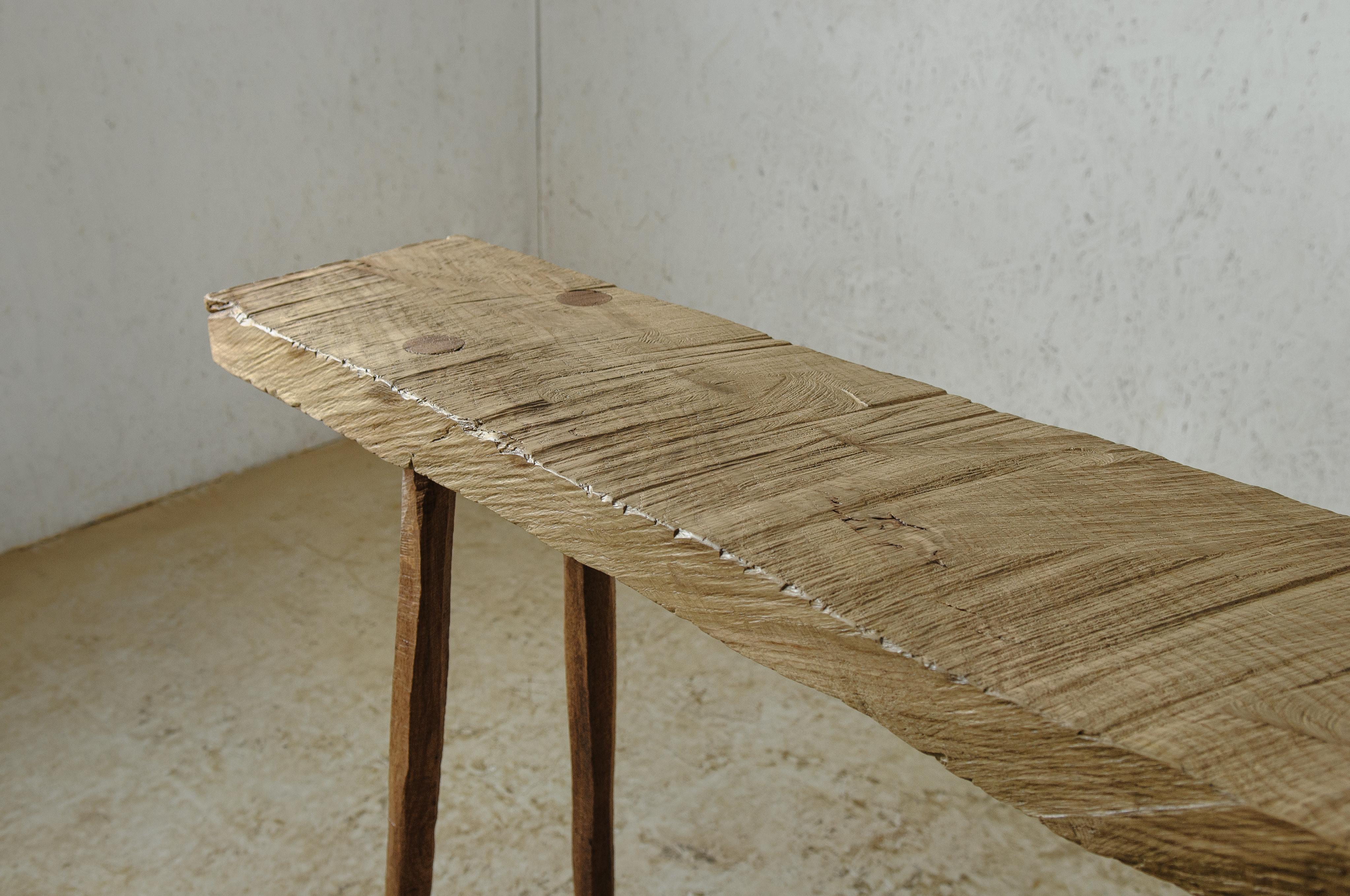 Sculpted Bench or Side Table N13 in Solid Oakwood In New Condition For Sale In Paris, FR