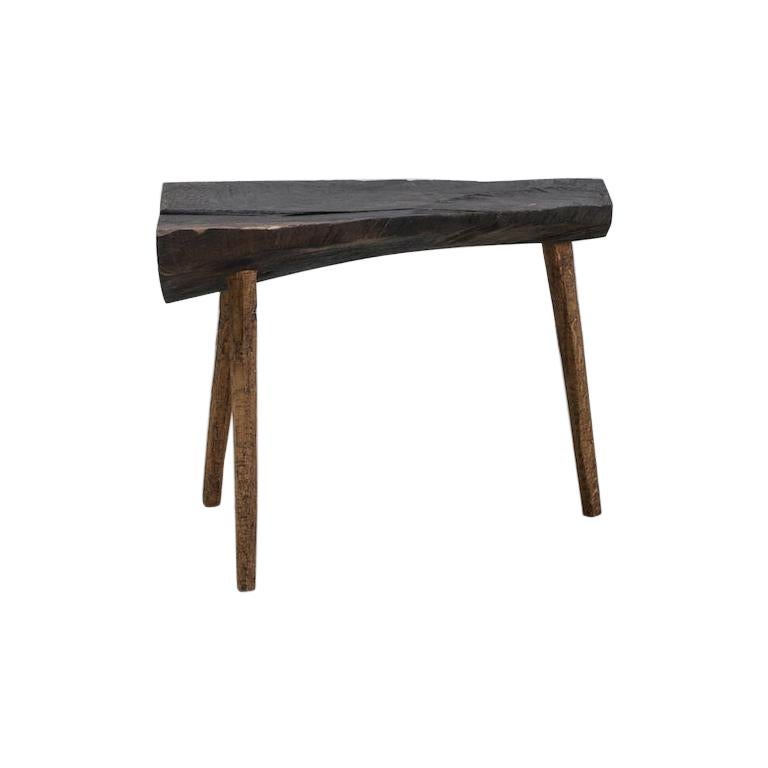 Sculpted Bench or Side Table N6 in Solid Oakwood For Sale