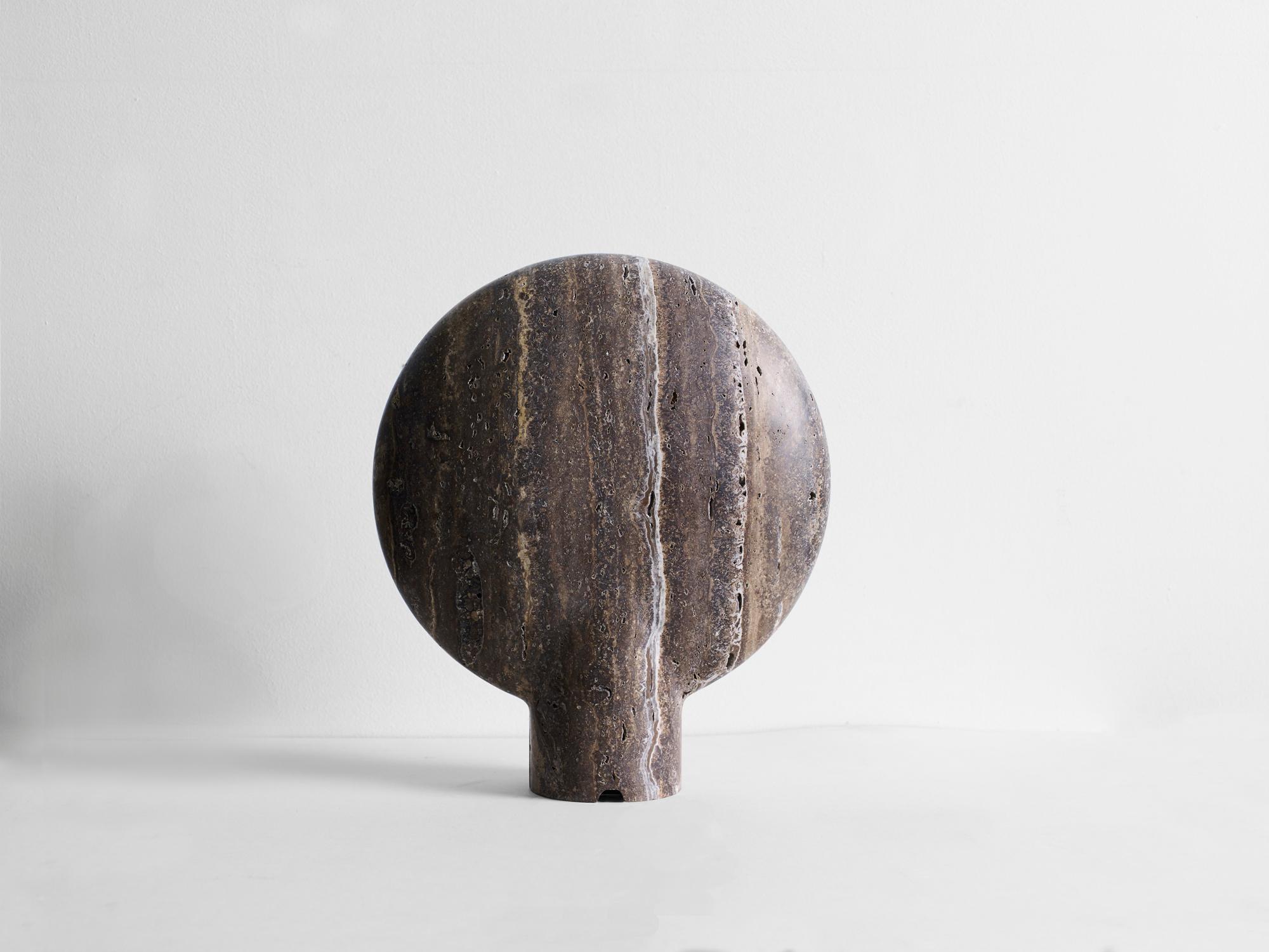 Surface, Black Travertine Sculpted Lamp by Henry Wilson In New Condition In Geneve, CH
