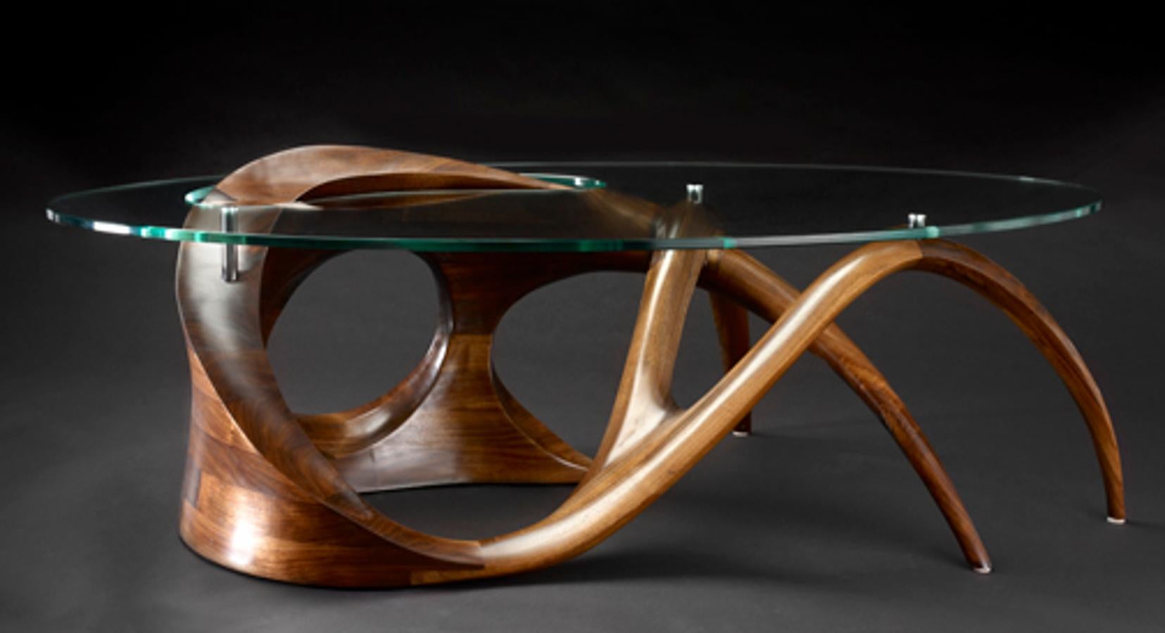 Modern La Chimère I Sculpted Black Walnut Coffee Table Signed by Gildas Berthelot
