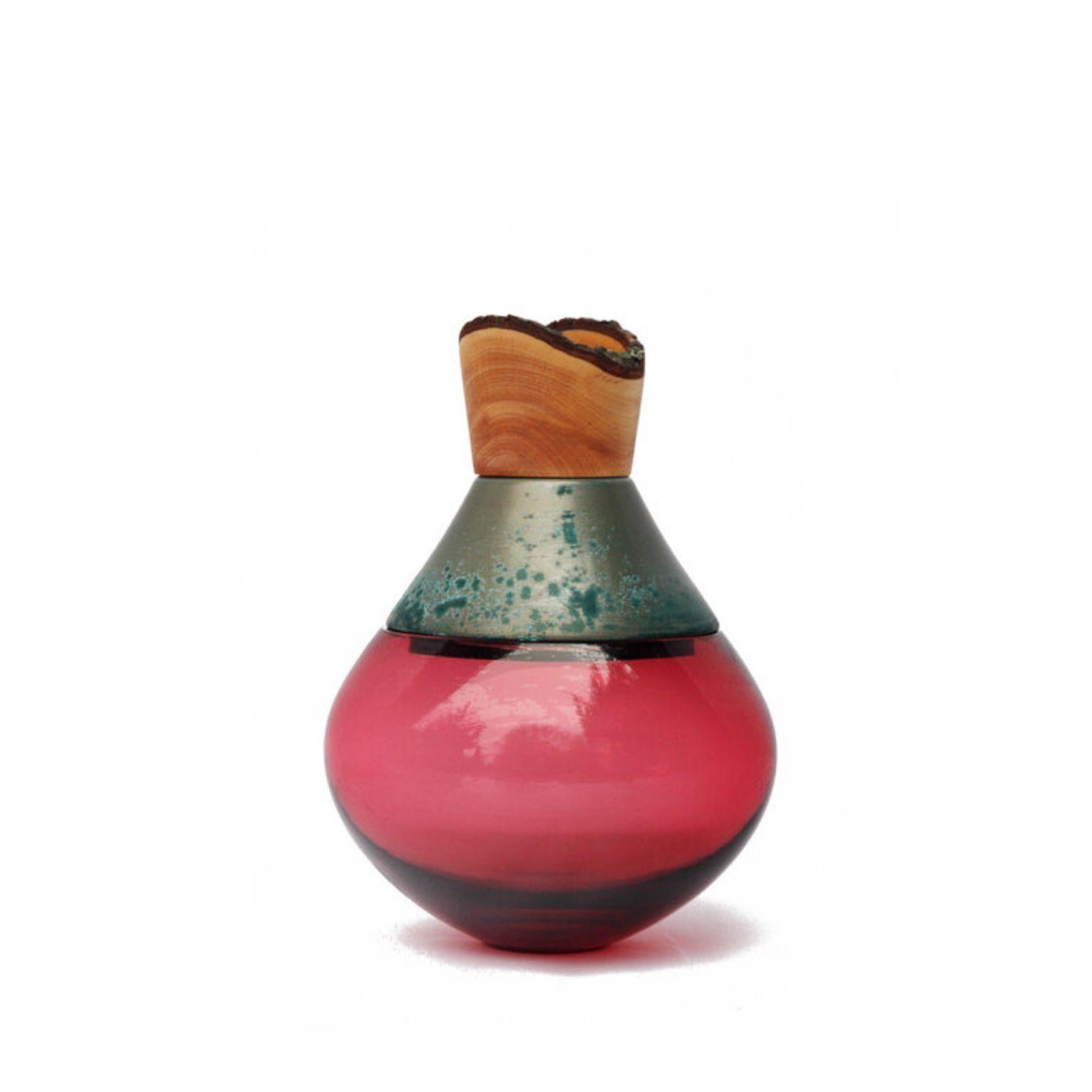 Sculpted Blown Glass and Brass Vase, Pia Wüstenberg In New Condition In Geneve, CH