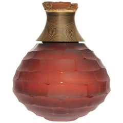 Sculpted Blown Glass and Brass Vase, Pia Wüstenberg