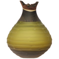 Sculpted Blown Glass and Brass Vase, Pia Wüstenberg