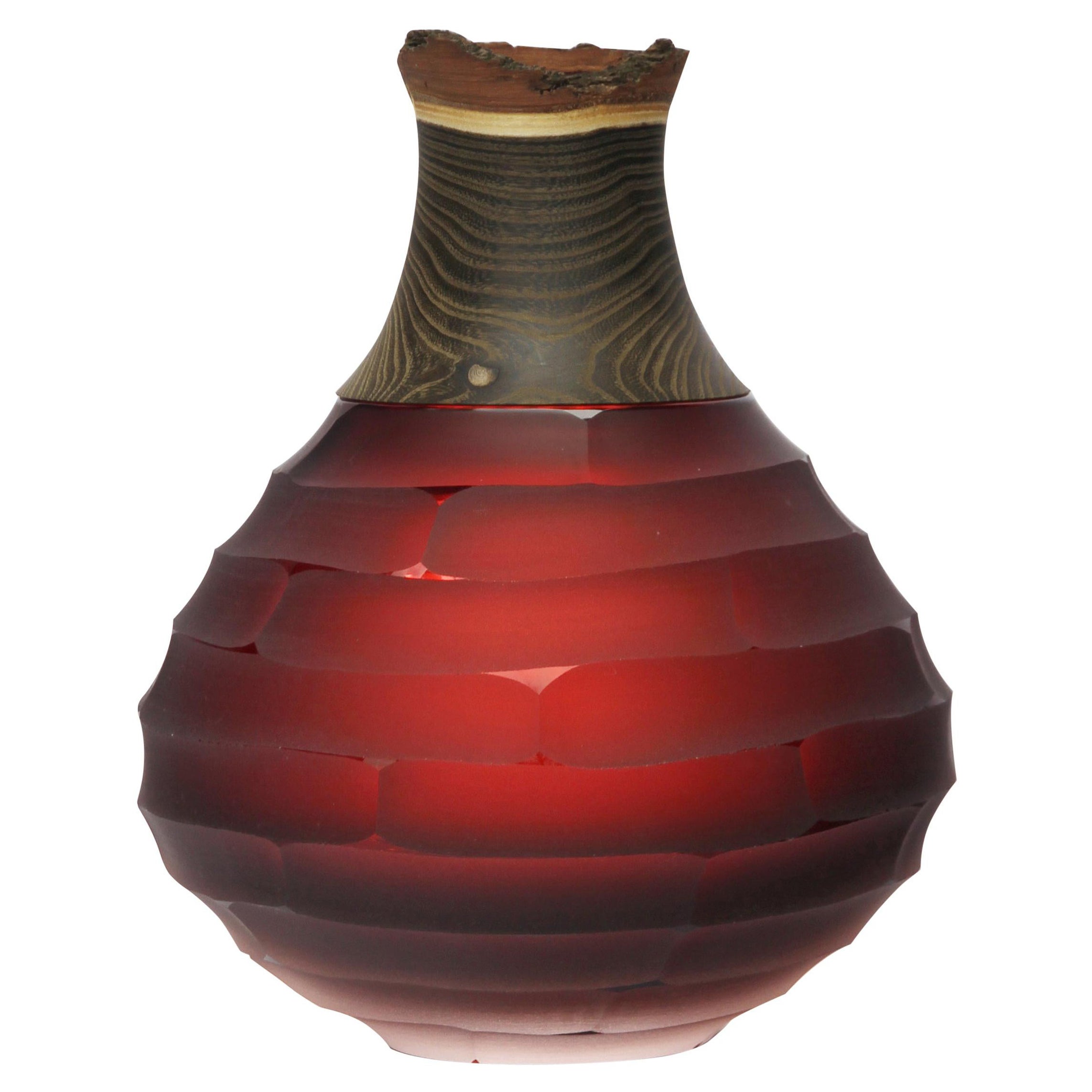 Vase empilable Sculpt en verre soufflé et laiton, Pia Wüstenberg en vente