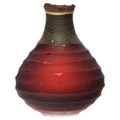 Vase empilable Sculpt en verre soufflé et laiton, Pia Wüstenberg