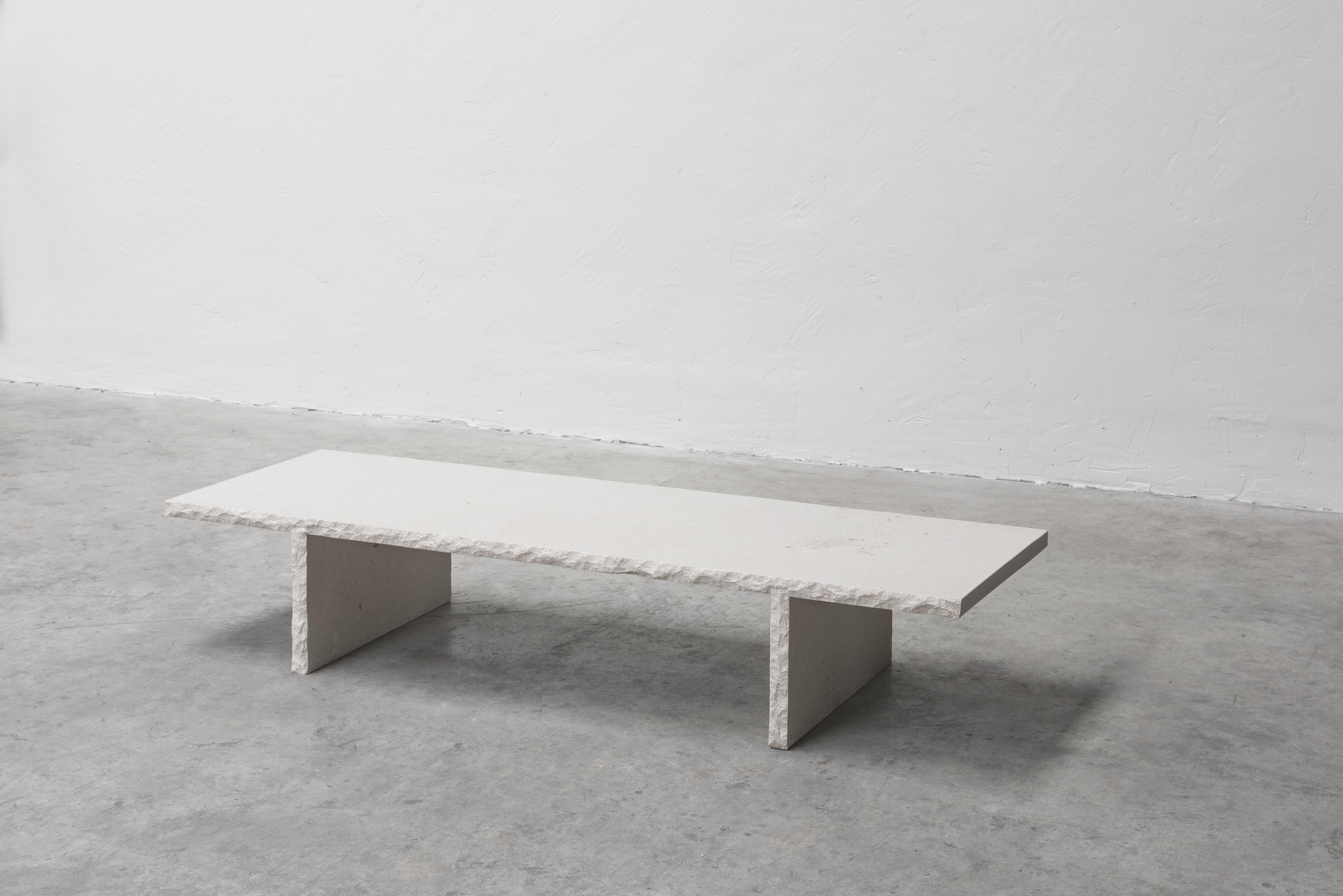 Organic Modern Sculpted Bourgogne Stone Coffee Table, Fruste by Frederic Saulou For Sale