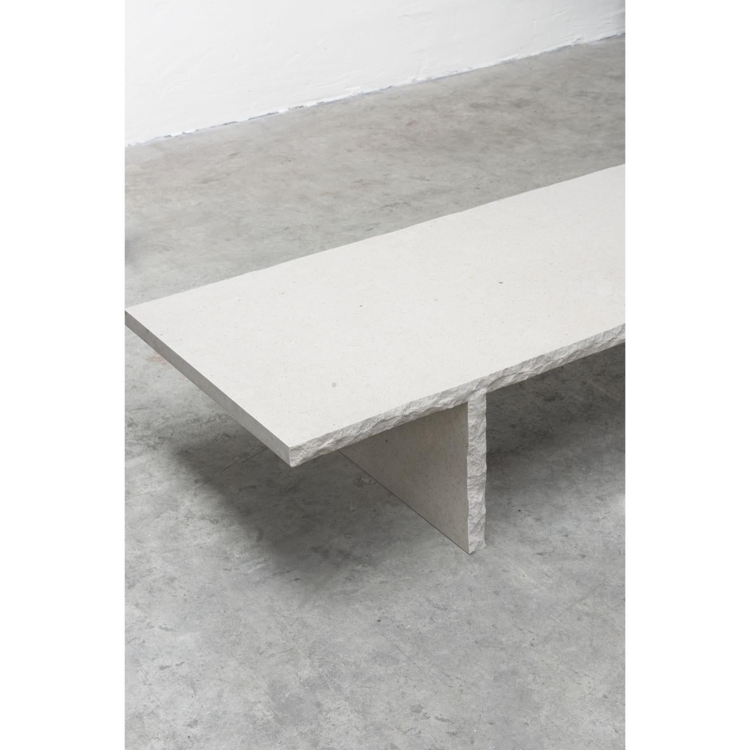 French Sculpted Bourgogne Stone Coffee Table, Fruste by Frederic Saulou For Sale